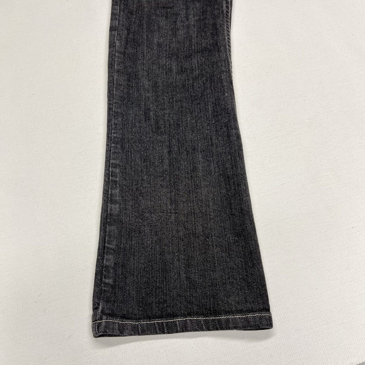 Levi's Levis Slim Straight Jeans Black Green Stitch Pockets Denim Size US 33 - 4 Thumbnail