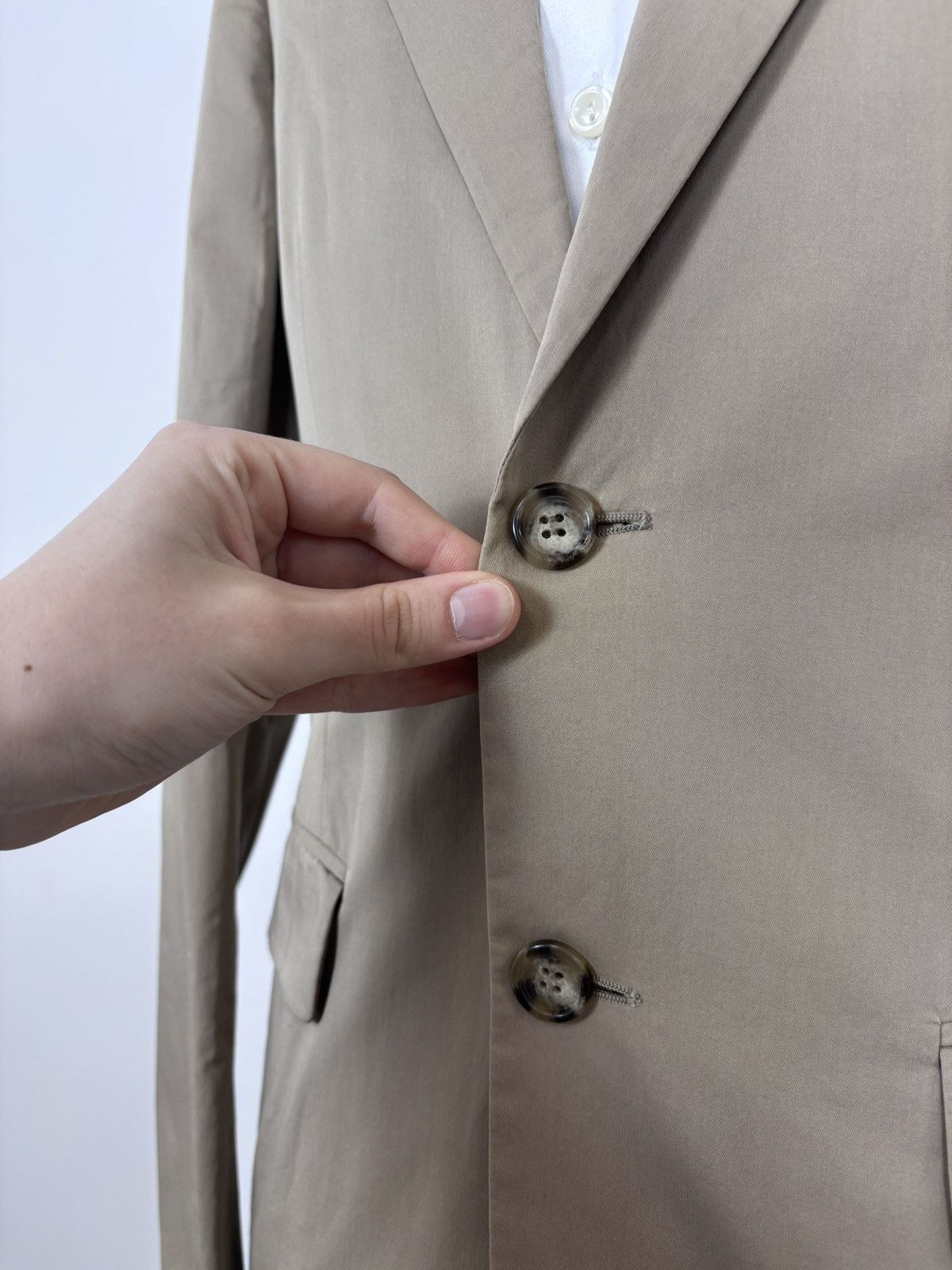 Prada Prada Men’s Beige Brown Cotton Blazer Jacket 2-Buttons Size 34R - 6 Thumbnail