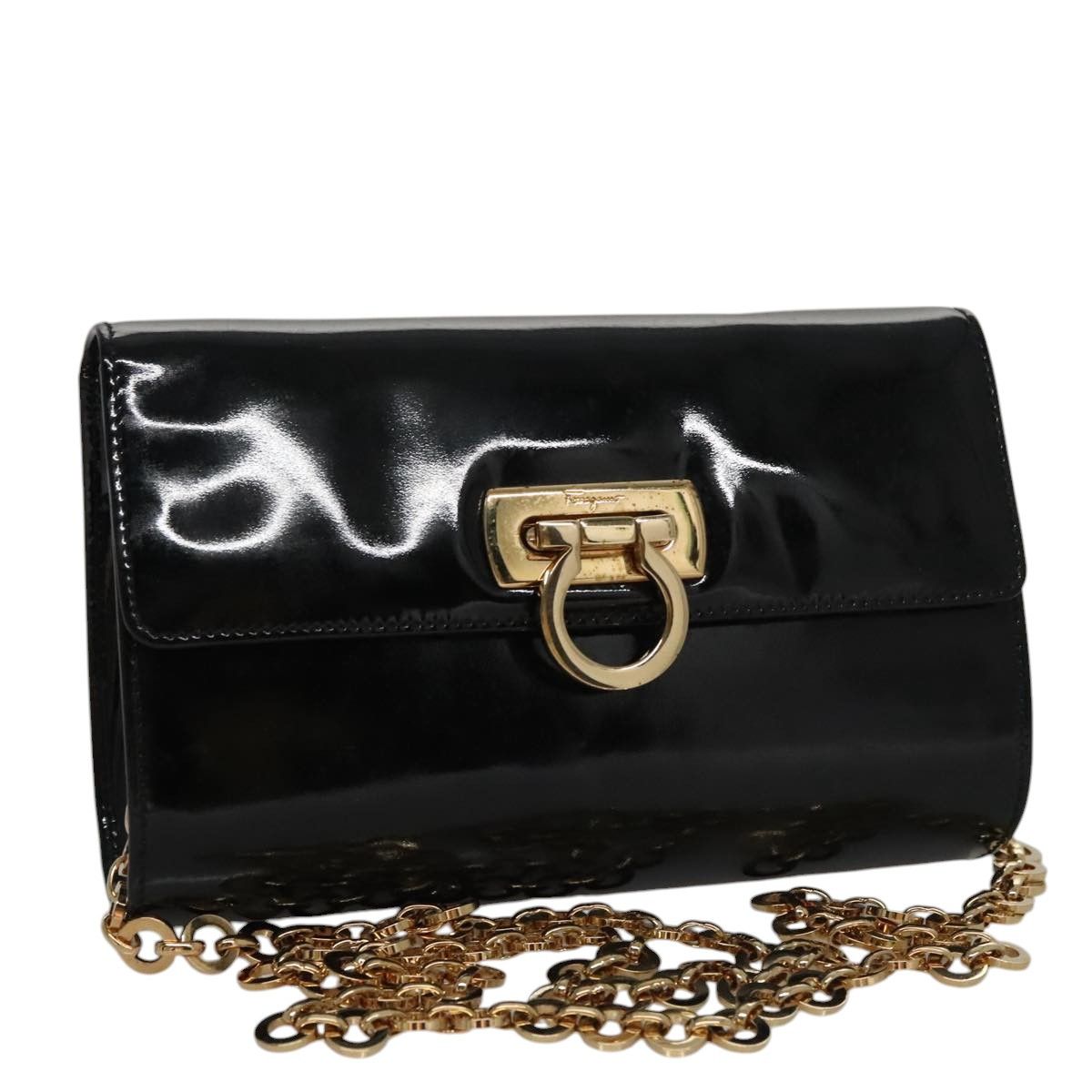 Salvatore Ferragamo Gancini Black Patent Leather Shoulder Bag (Pre-Owned) Size ONE SIZE - 1 Thumbnail