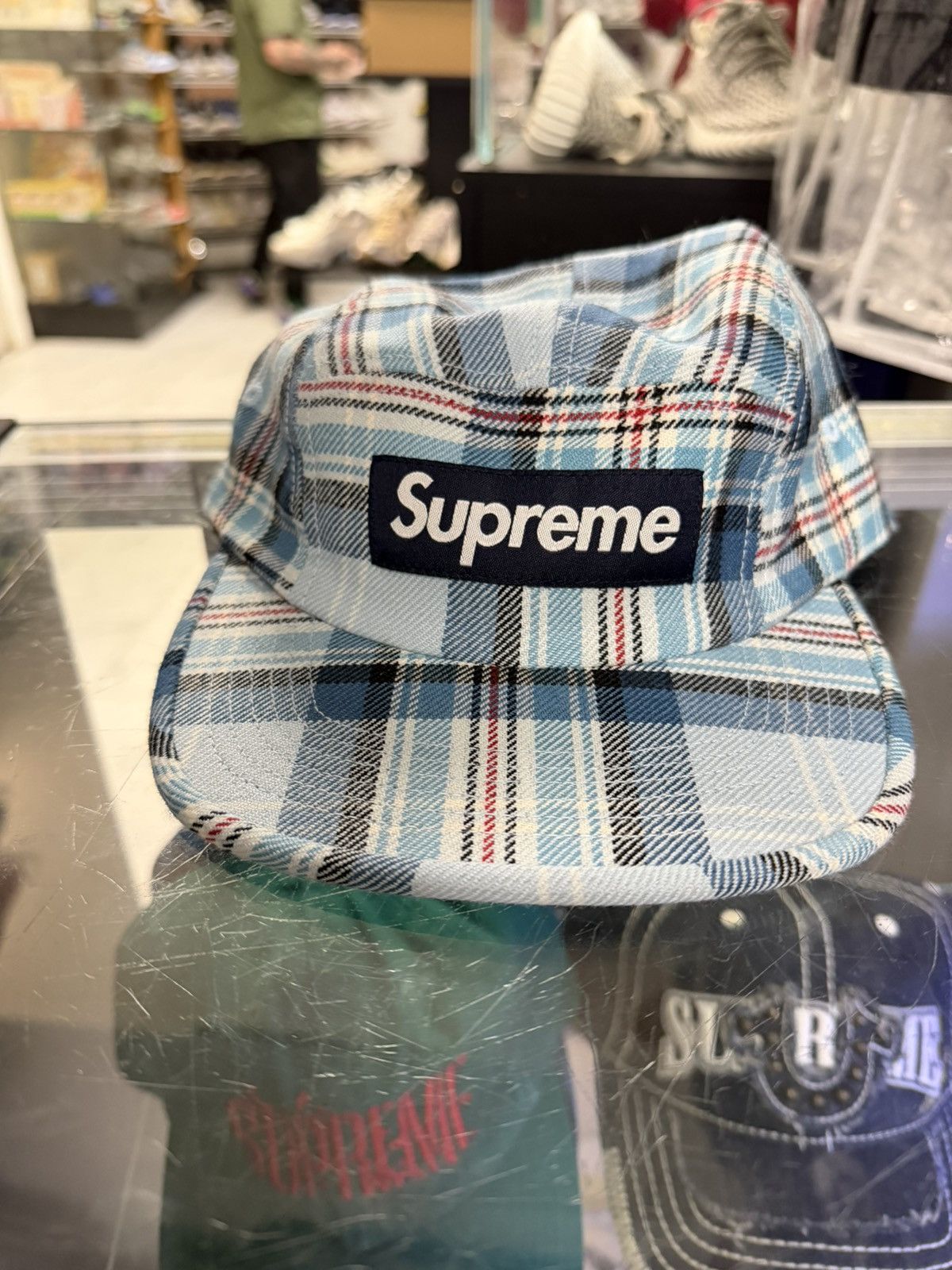Supreme Camp Cap (Blue Plaid)