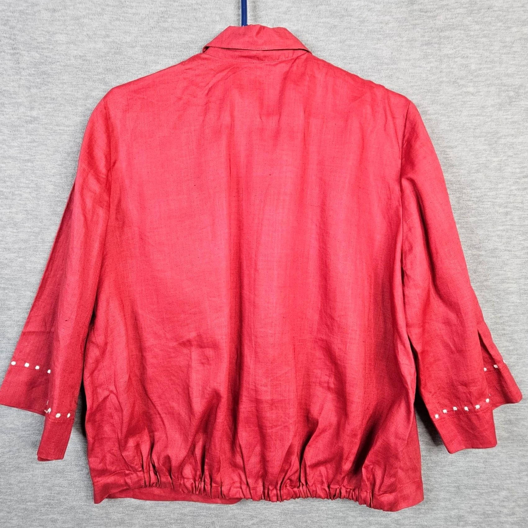 Vintage VINTAGE Criselda Lontok Women’s Embroidered Button-Up Liene Shirt Sz 16 Red Size XXL / US 16-18 / IT 52-54 - 2 Thumbnail