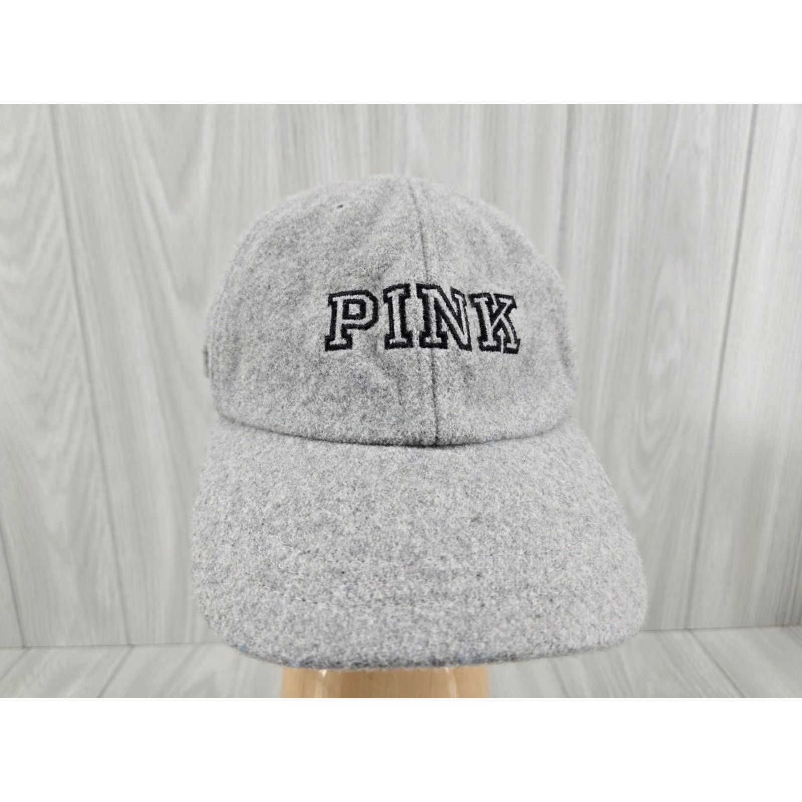 Vintage Victoria Secret Baseball Hat Gray Wool Blend Adjustable Women's Pink Logo Cap Size ONE SIZE - 3 Thumbnail