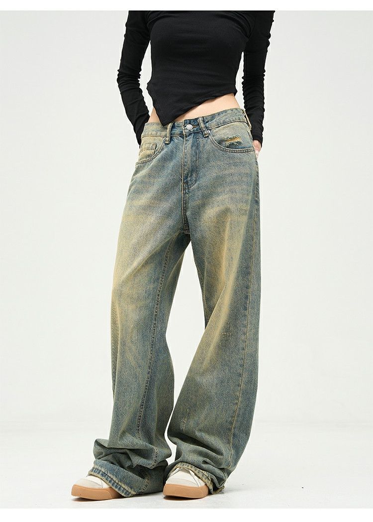 Jean × Vintage y2k washed faded damaged flared jeans Size 28" / US 6 / IT 42 - 5 Thumbnail