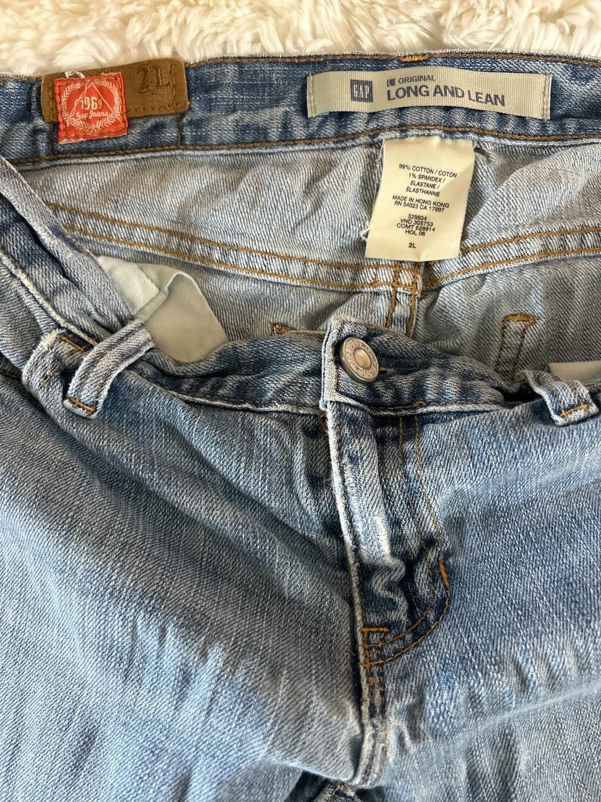Gap GAP Y2K Long Lean Jeans Sz2L Boot Cut Distressed Frayed Hem Size 29" - 7 Thumbnail