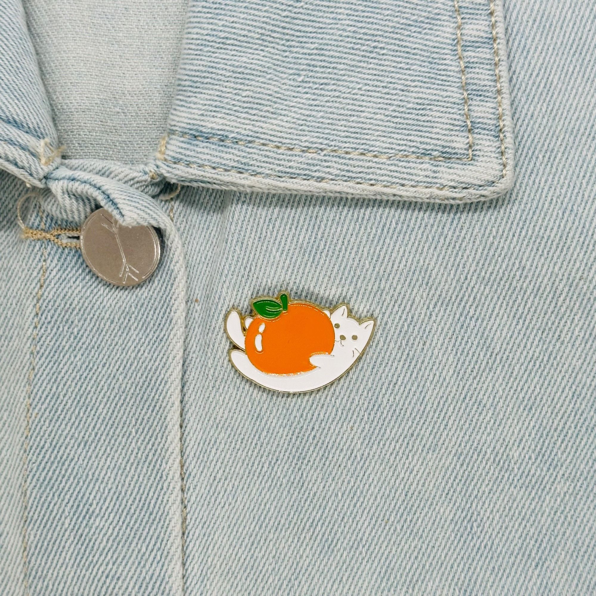 Other ☀️Enamel Pins Orange Kitty Cute Cat Cartoon Kitten Hat Pins Size ONE SIZE - 1 Thumbnail