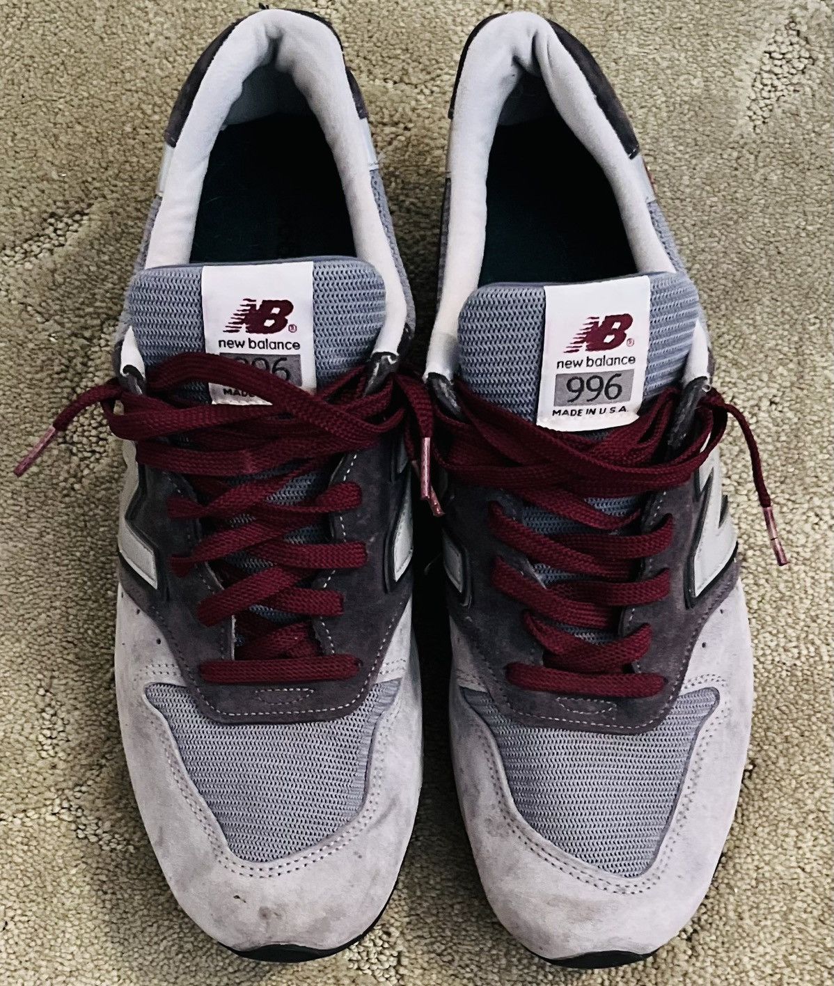 Men’s New Balance 996 Connoisseur Grey Burgundy Sz 10-1/2