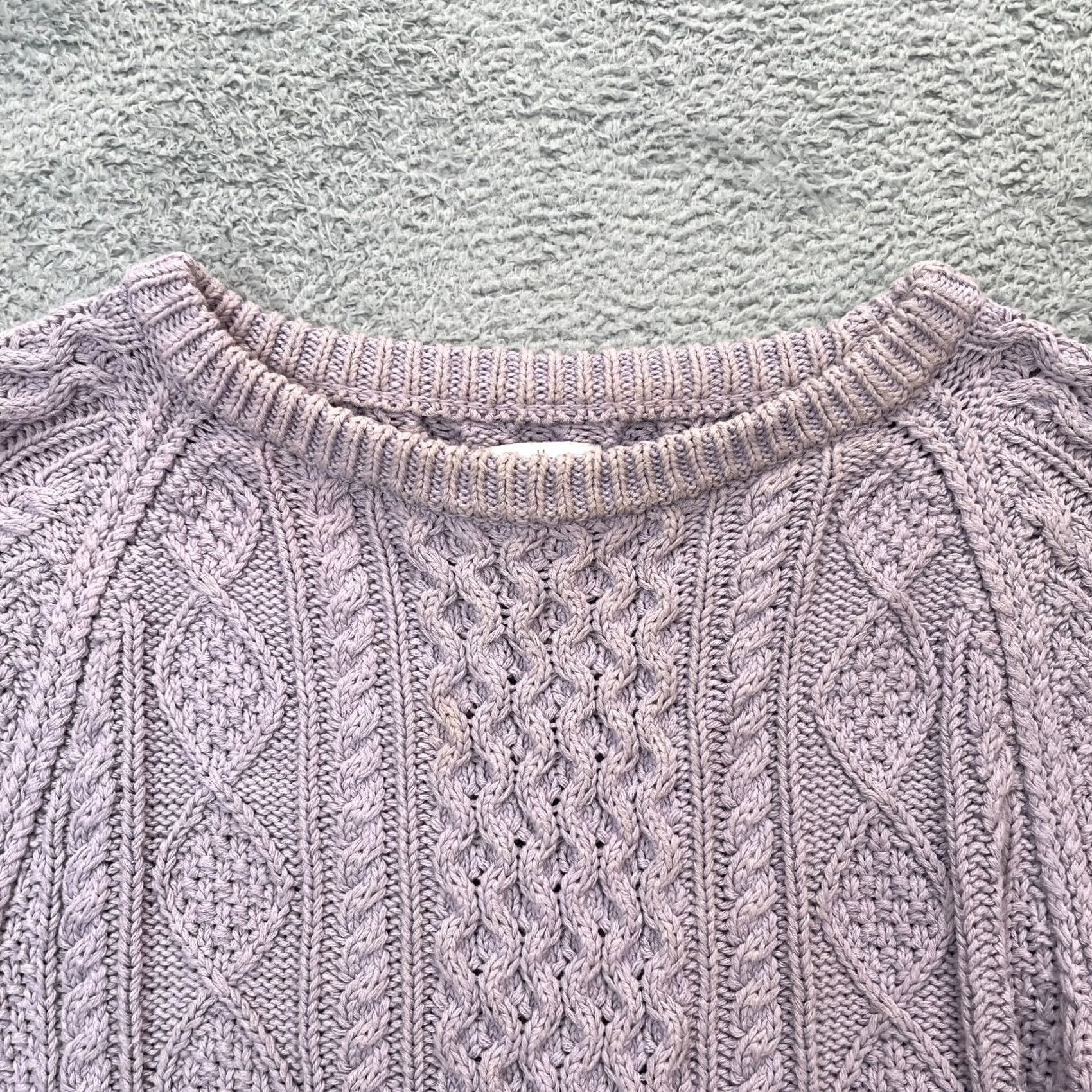 Vintage L.L. Bean Sweater Womens Small Purple Signature Tunic Cotton Fisherman Cable Knit Shirt Long Sleeve Round Neck Solid Pattern Christmas Winter Womens Size S / US 4 / IT 40 - 7 Thumbnail