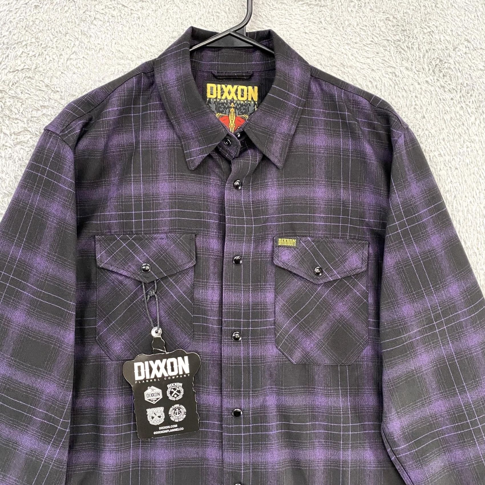 Vintage Dixxon Emperor Flannel Shirt Mens Large Purple Black Plaid Snap Front D-Tech Shirt Size US L / EU 52-54 / 3 - 3 Thumbnail