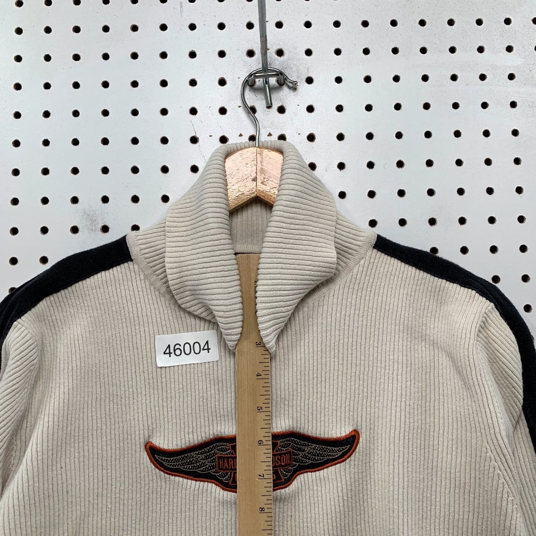 Harley Davidson VINTAGE Harley-Davidson Sweater Womens XL Beige Y2K Embroidered Logo Ribbed Pullover Knit Winter Casual Size XL / US 12-14 / IT 48-50 - 7 Thumbnail