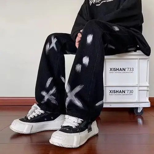 Japanese Brand × Jean Black Painted Denim Jeans Size US 30 / EU 46 - 1 Thumbnail