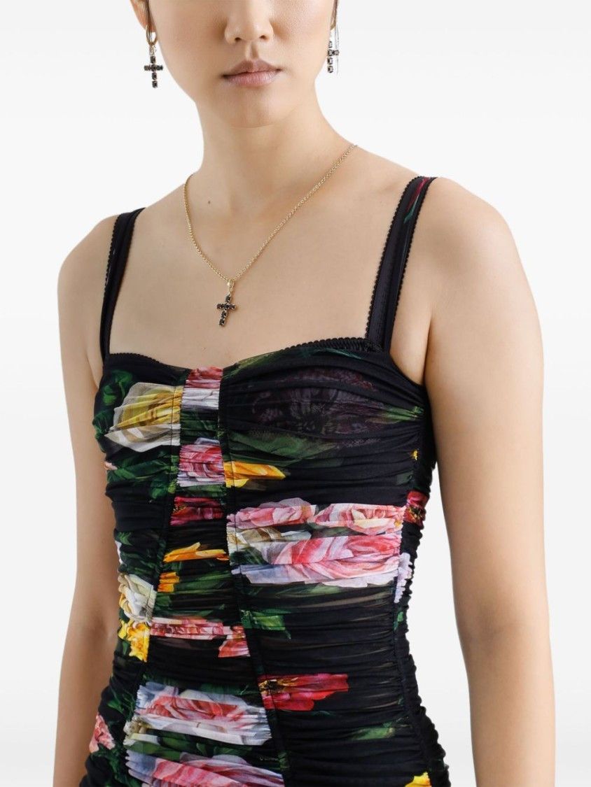 Dolce & Gabbana o1s22i1n0225 Floral Midi Synthetic Dress in Multicolor Size M / US 6-8 / IT 42-44 - 2 Thumbnail