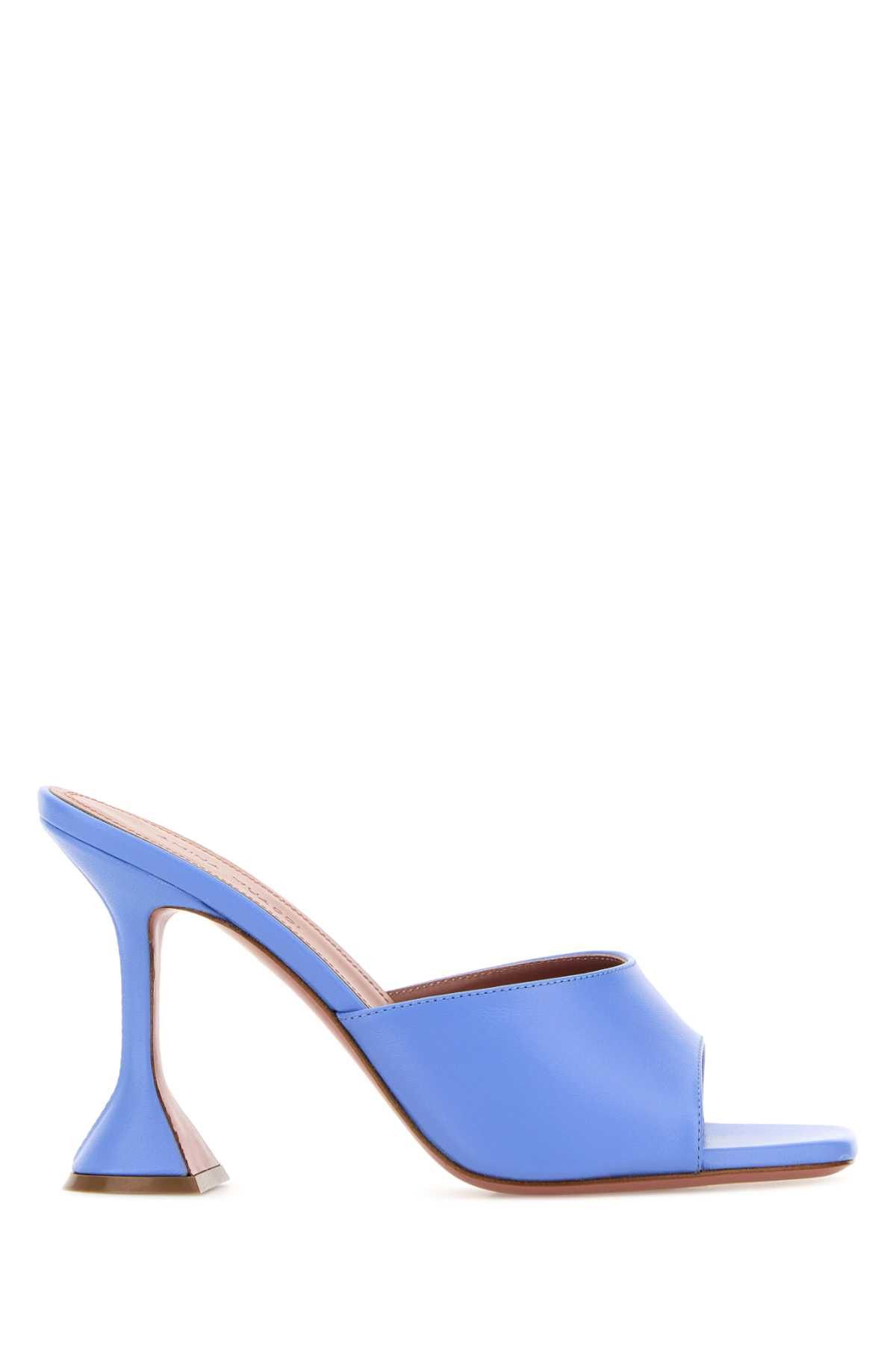Amina Muaddi Cerulean Blue Nappa Leather Lupita Mules Size US 9 / IT 39 - 1 Thumbnail