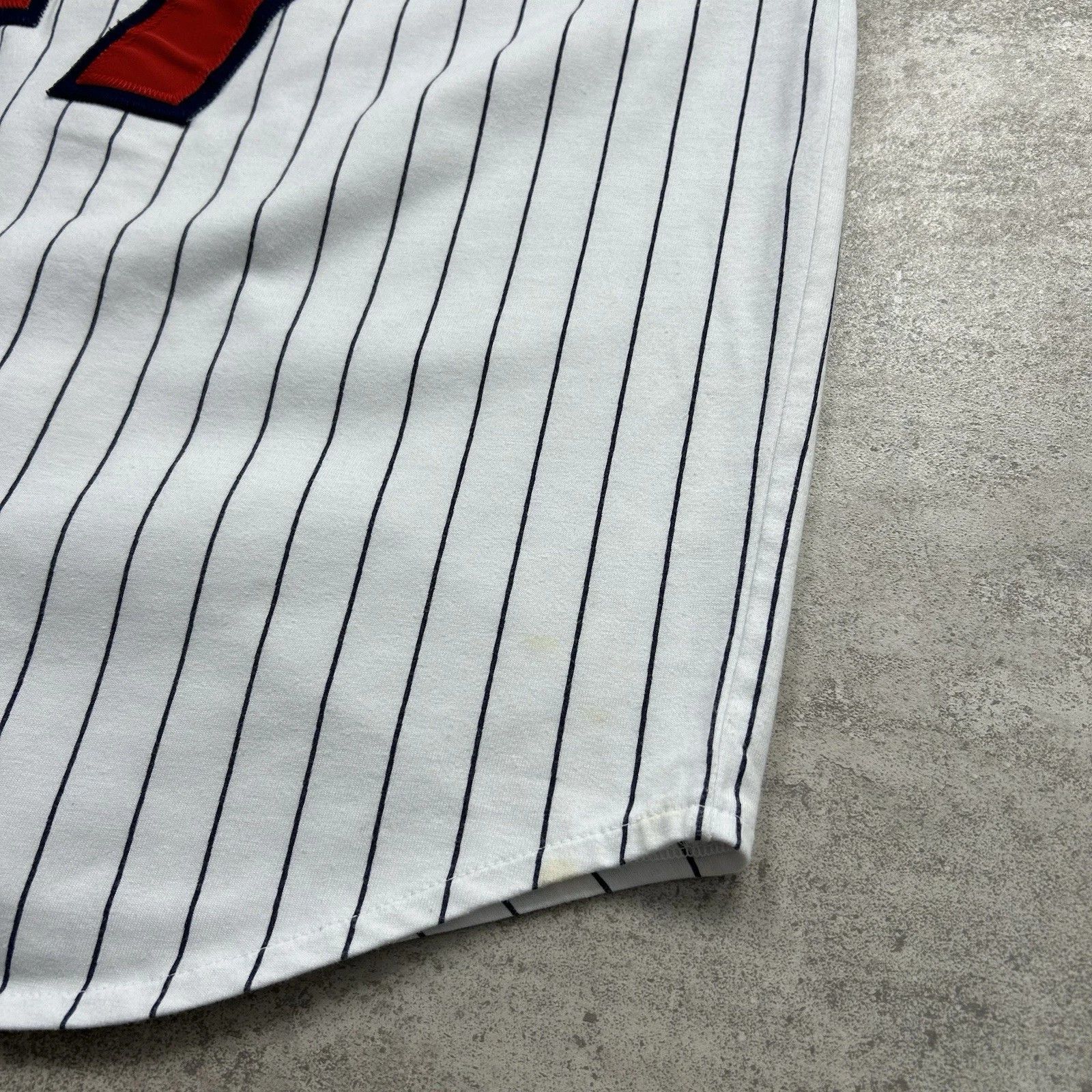 MLB × Starter × Vintage ATLANTA BRAVES TOM GLAVINE #42 STARTER PINSTRIPE JERSEY Size US L / EU 52-54 / 3 - 9 Thumbnail