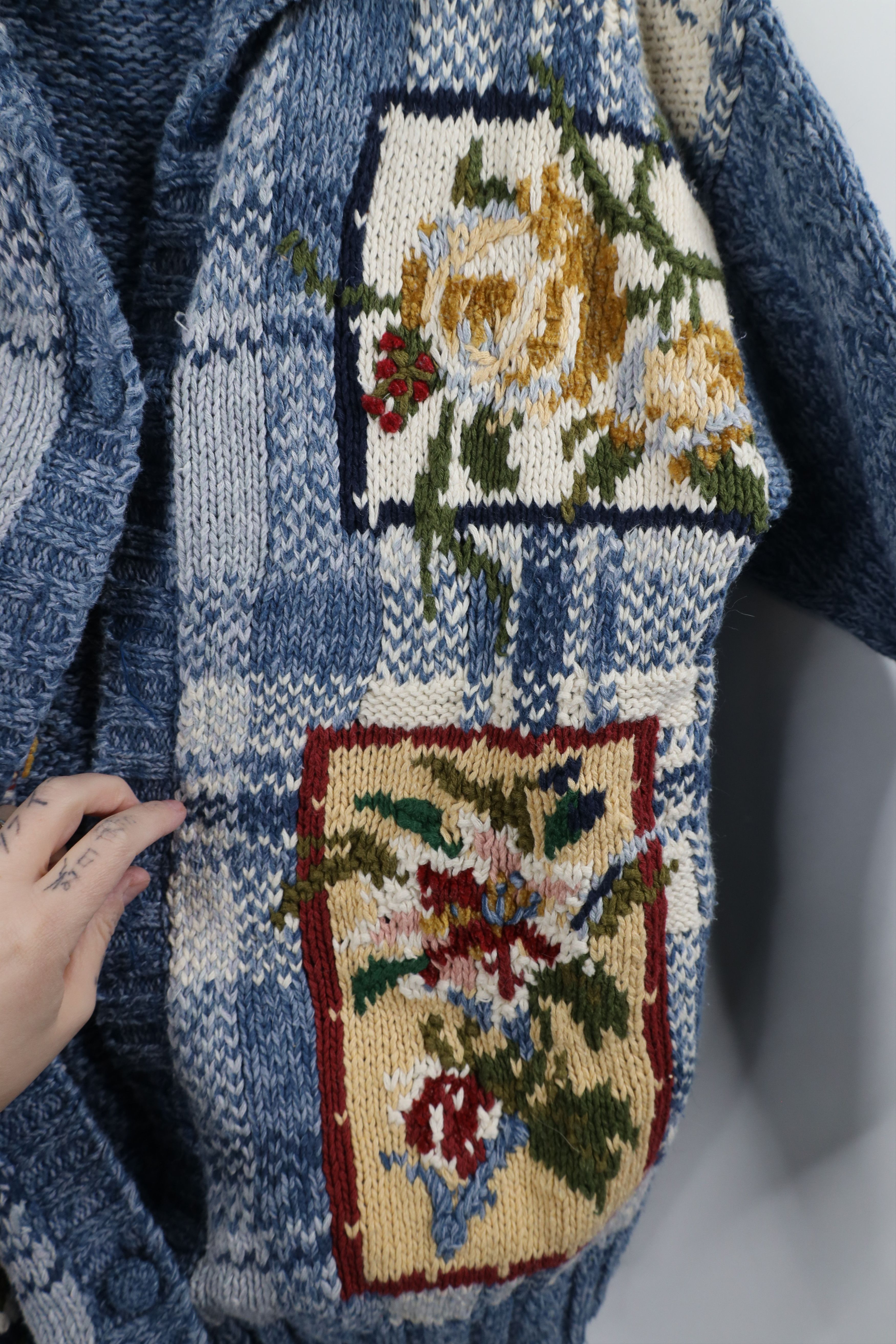 Vintage Vintage 90s Streetwear Checkered Flower Cardigan Sweater Size M / US 6-8 / IT 42-44 - 10 Thumbnail