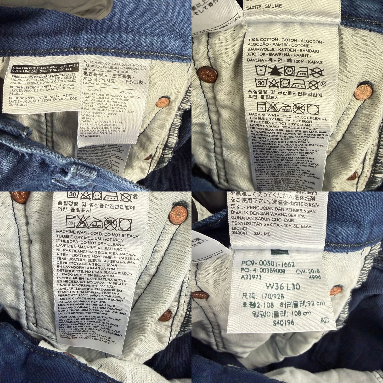 Levi's VINTAGE Levis 501 Original Fit Jeans Mens 36x30 Blue Straight Leg Button Fly Denim Size US 36 / EU 52 - 9 Thumbnail