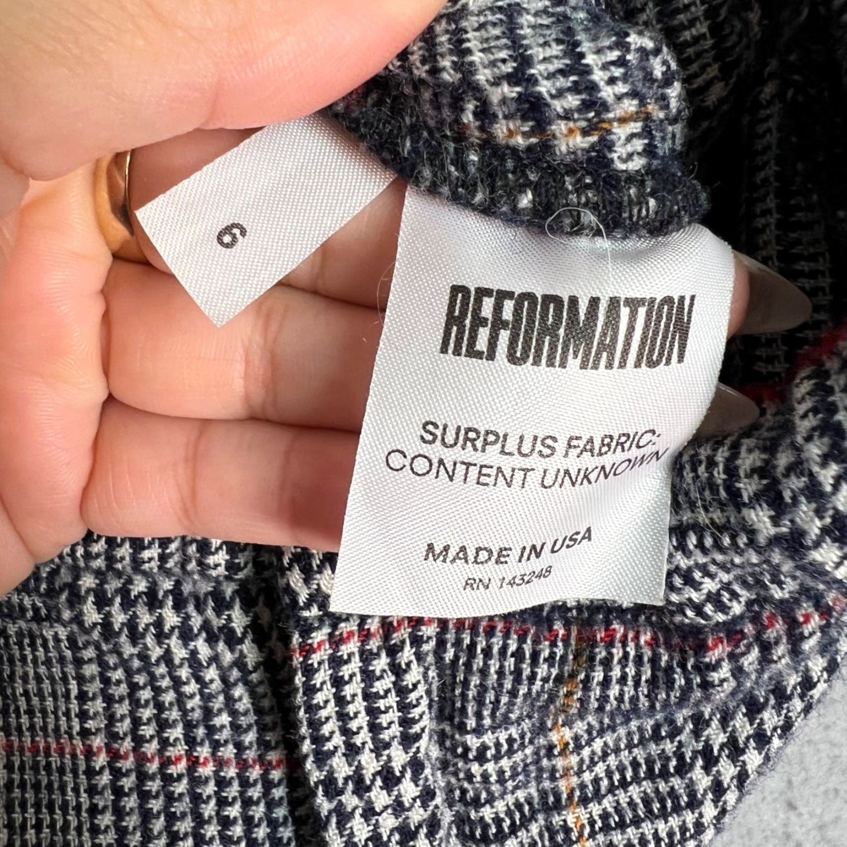 Reformation Reformation Womens Plaid Trousers Size 6 Wide Leg Pants Wool Blend Size 28" / US 6 / IT 42 - 4 Thumbnail