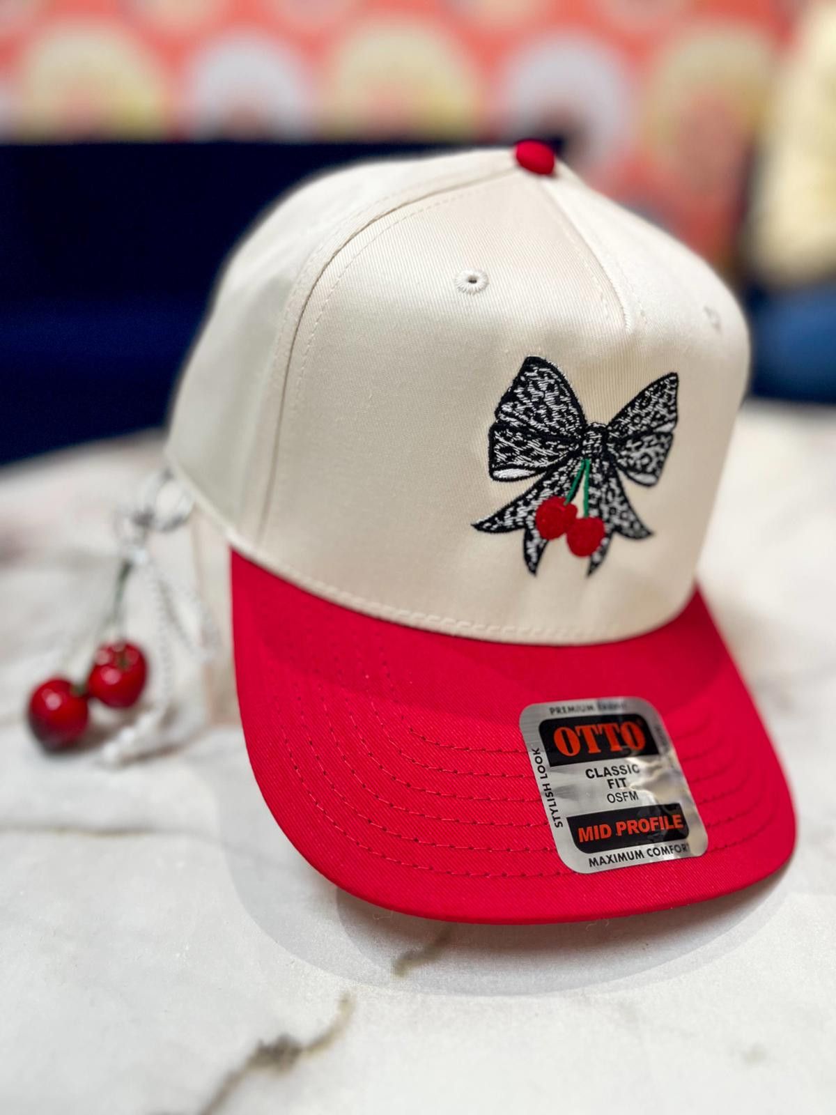 Other Leopard Bow with Cherries Embroidered Hat Size ONE SIZE - 2 Thumbnail