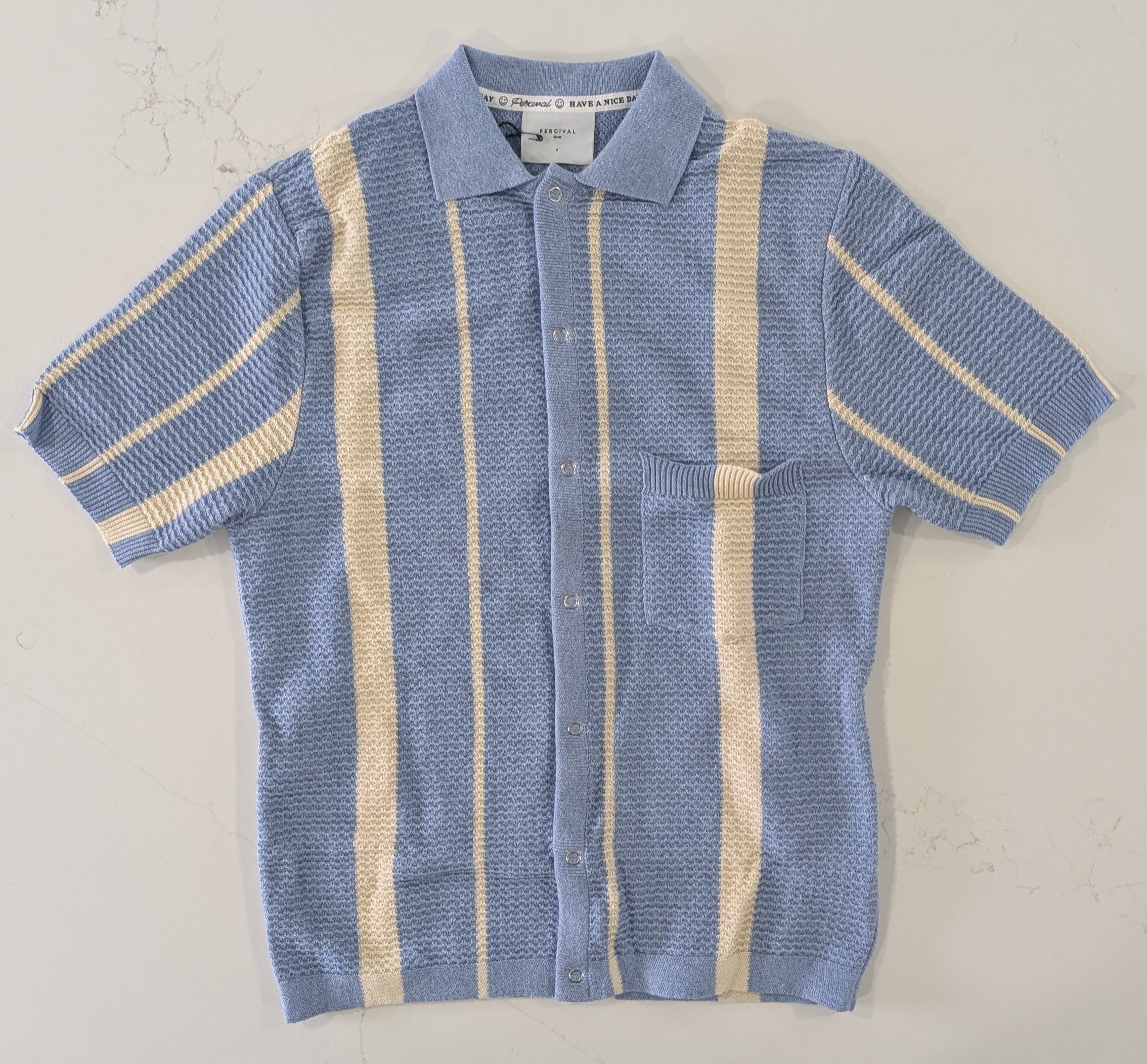 Percival Adaman Breeze Shirt Heather Blue NWT Small