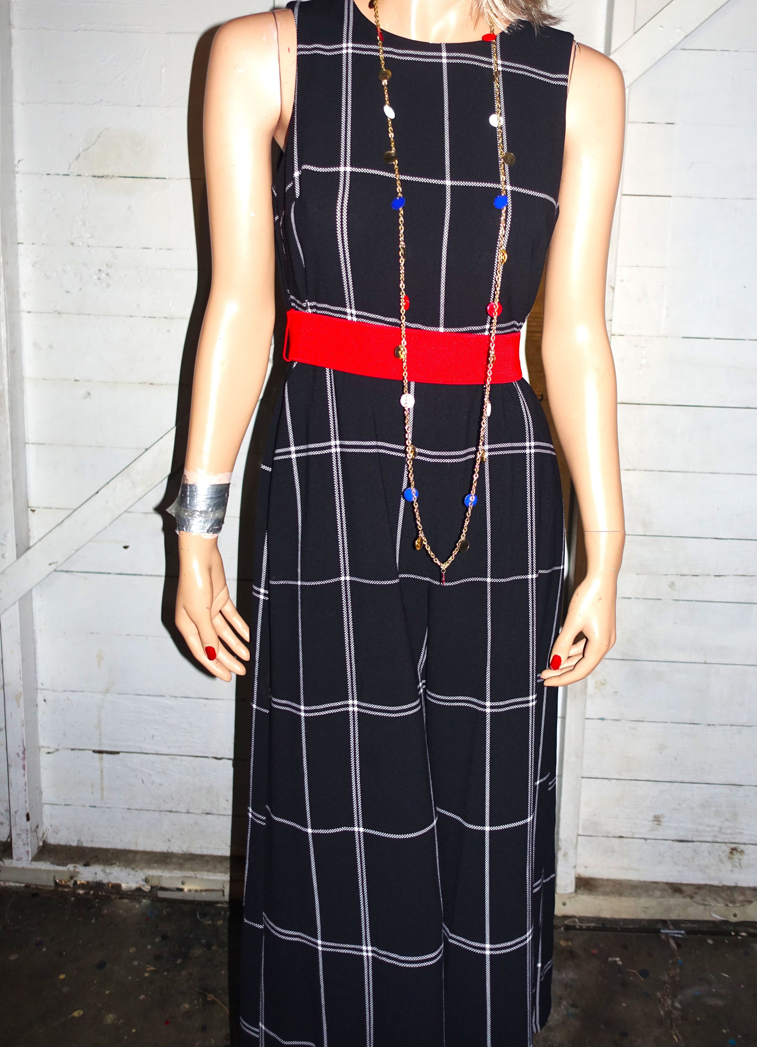 Other Danny & Nicole Black Red Striped Wide Leg jumpsuit 6 Size 28" / US 6 / IT 42 - 2 Thumbnail