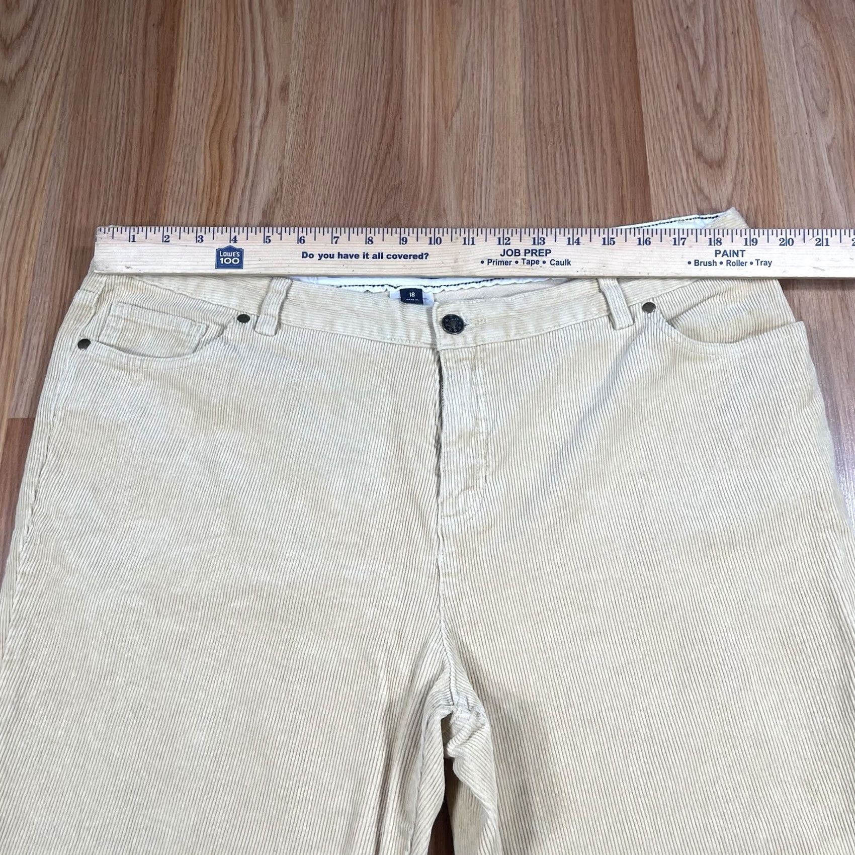 Vintage B.A.D Pants Womens 18 Body Active Design High Rise Stretch Straight Leg Corduroy Yellow Size 40" / US 18 - 3 Thumbnail