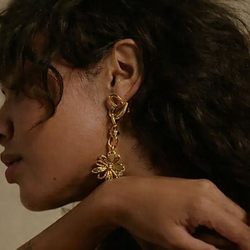 Free People Free People Xavier Dangle Flower Earrings - Gold Size ONE SIZE - 1 Thumbnail