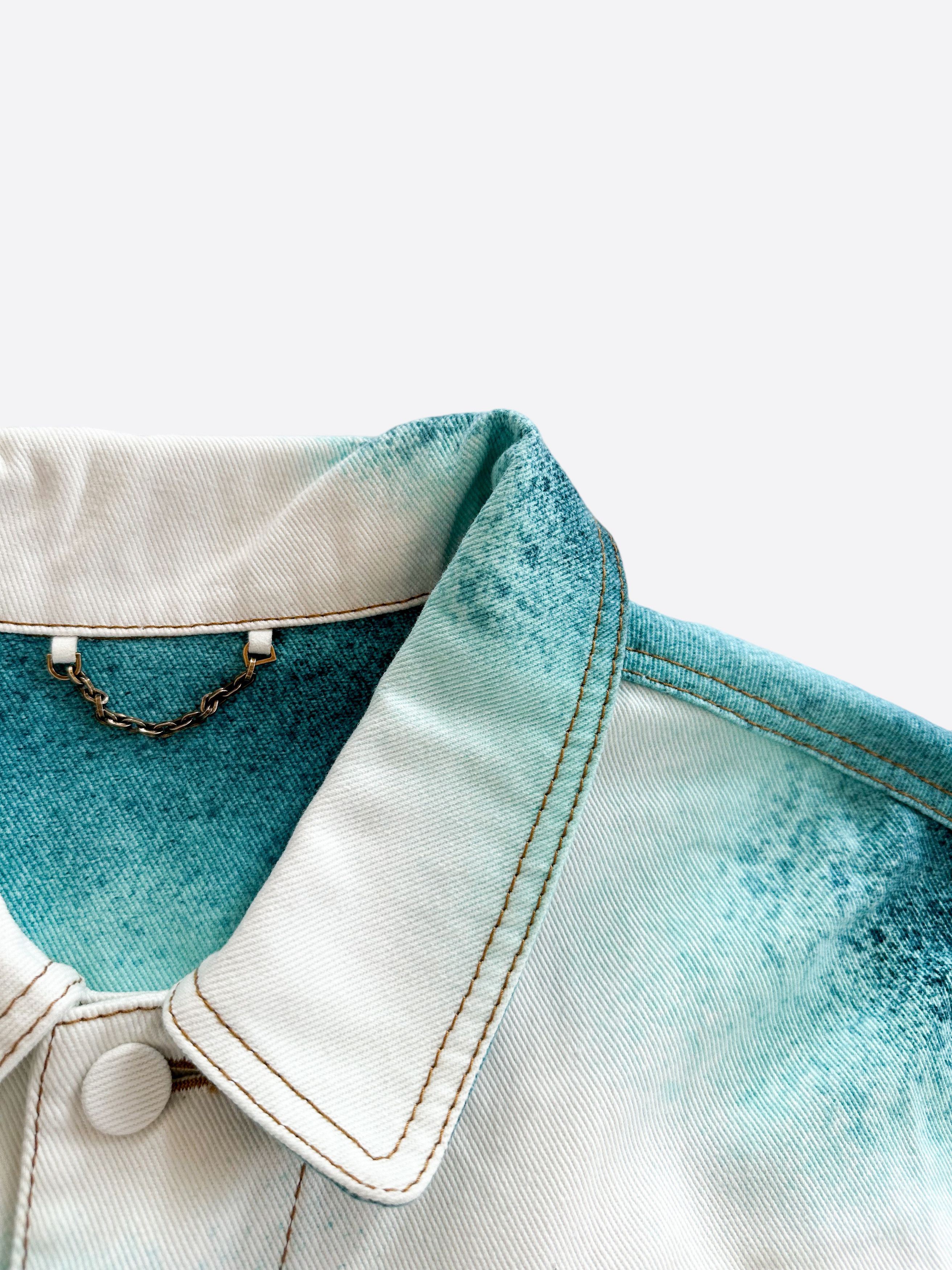 Louis Vuitton Louis Vuitton White & Turquoise LV Spray Denim Jacket Size US XXL / EU 58 / 5 - 2 Thumbnail