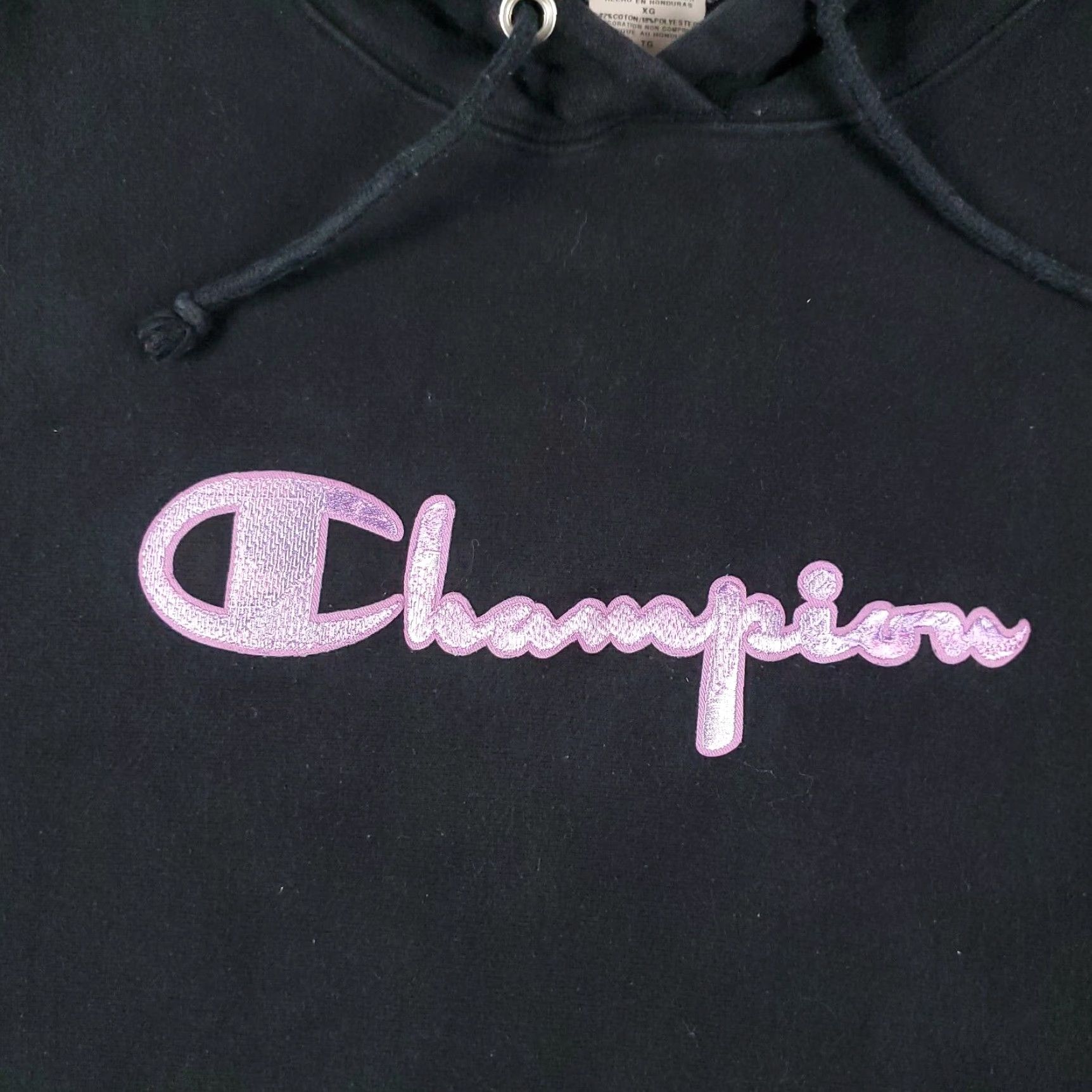 Champion VINTAGE Champion Women's Hoodie Pullover XL Black Cotton Logo Activewear Casual Winter Size XL / US 12-14 / IT 48-50 - 2 Thumbnail