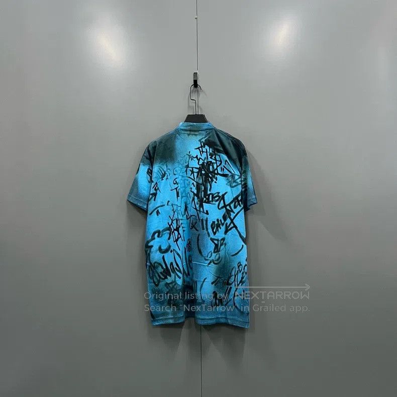 Balenciaga Balenciaga Blue Graffiti Logo Short Sleeve Size US S / EU 44-46 / 1 - 2 Thumbnail