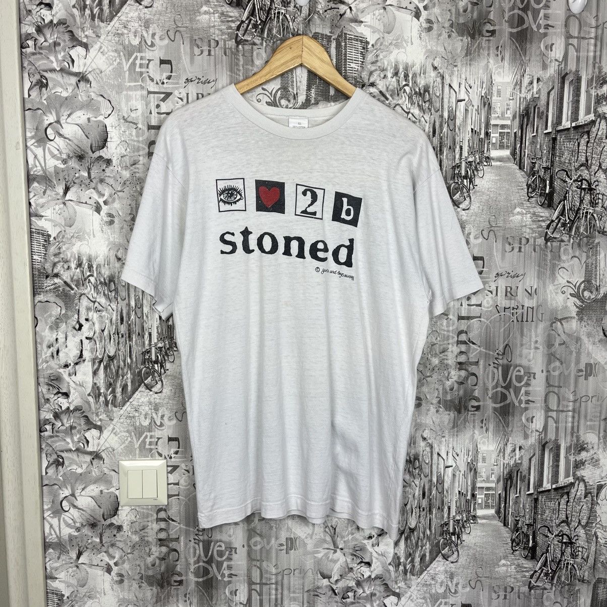 Vintage Vintage 90s I Love To Be Stoned Graphic T Shirt White Size US L / EU 52-54 / 3 - 1 Thumbnail