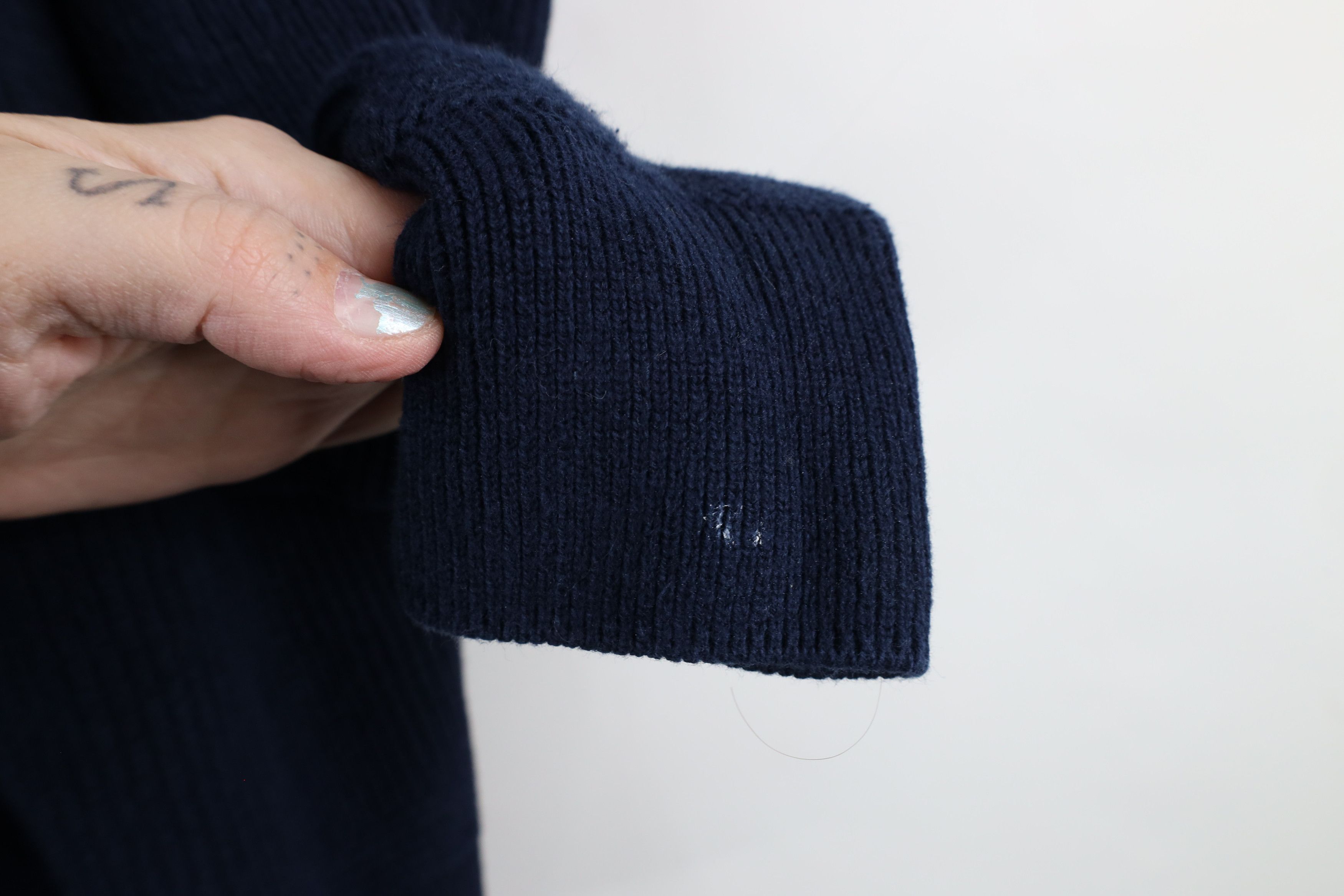 L.L. Bean × Vintage Vintage 90s LL Bean Ribbed Knit Henley Sweater Blue USA Size L / US 10 / IT 46 - 5 Thumbnail