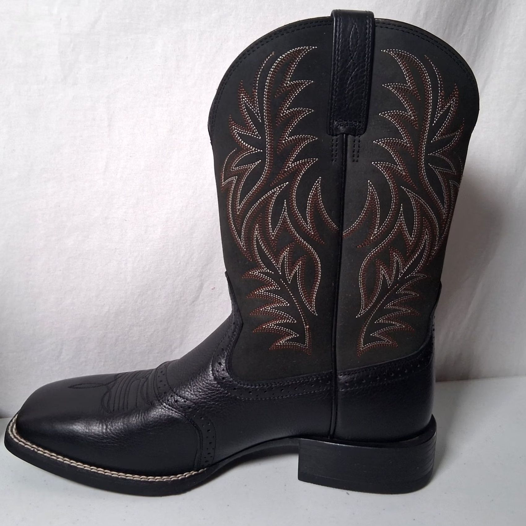Ariat Ariat Sport Western Boots Men 11 1/2 D Black Leather Square Toe Cowboy Rancher Rodeo Boots Size US 12 / EU 45 - 3 Thumbnail