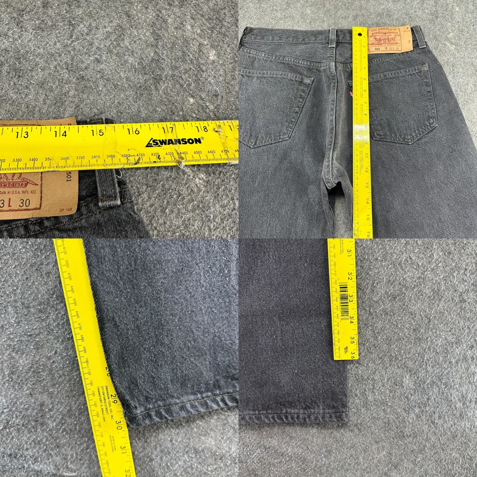 Levi's VINTAGE Levi's 501 Jeans Men 31x30 Black Straight Regular Fit USA 90s Jeans Mens Regular Black 501 Straight USA Retro Decade Size US 31 - 9 Thumbnail