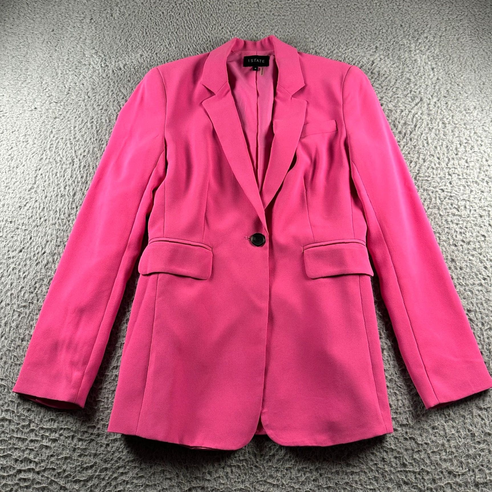 Vintage 1.STATE Blazer Womens 0 Regular Single Button Pink Notched Lapel Tailored Solid Modern Business Jacket Size XS / US 0-2 / IT 36-38 - 2 Thumbnail