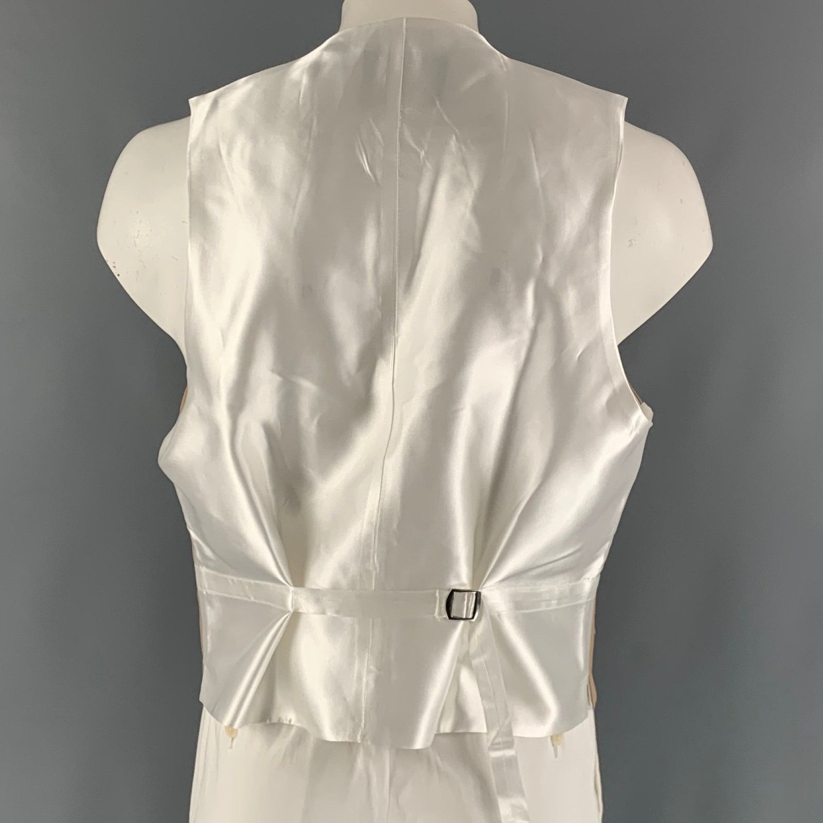 Other FAVOURBROOK 48 Khaki White Solid Wool Double Breasted Vest Size 48R - 3 Thumbnail