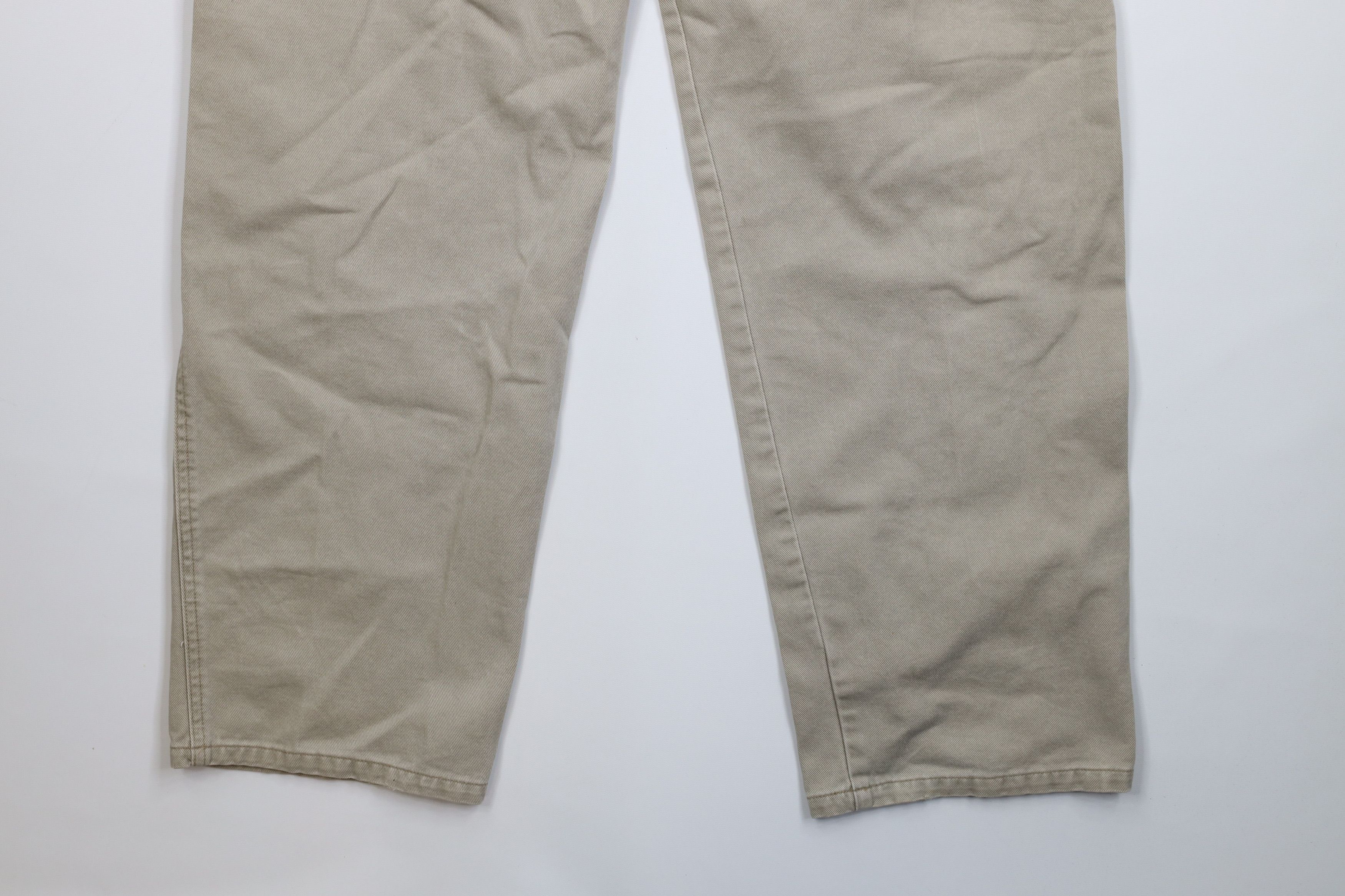 Lee Vintage 90s Y2K Lee Wide Leg Dungaree Cargo Jeans Beige Size US 34 / EU 50 - 15 Thumbnail