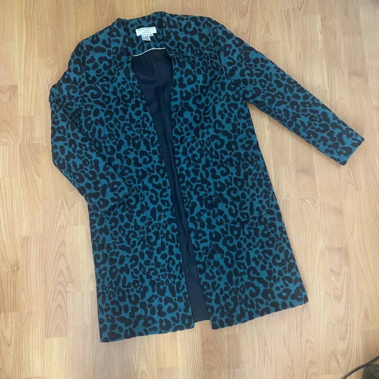 Vintage Helene Berman London Teal Leopard Print Coat Women’s Medium Size M / US 6-8 / IT 42-44 - 2 Thumbnail