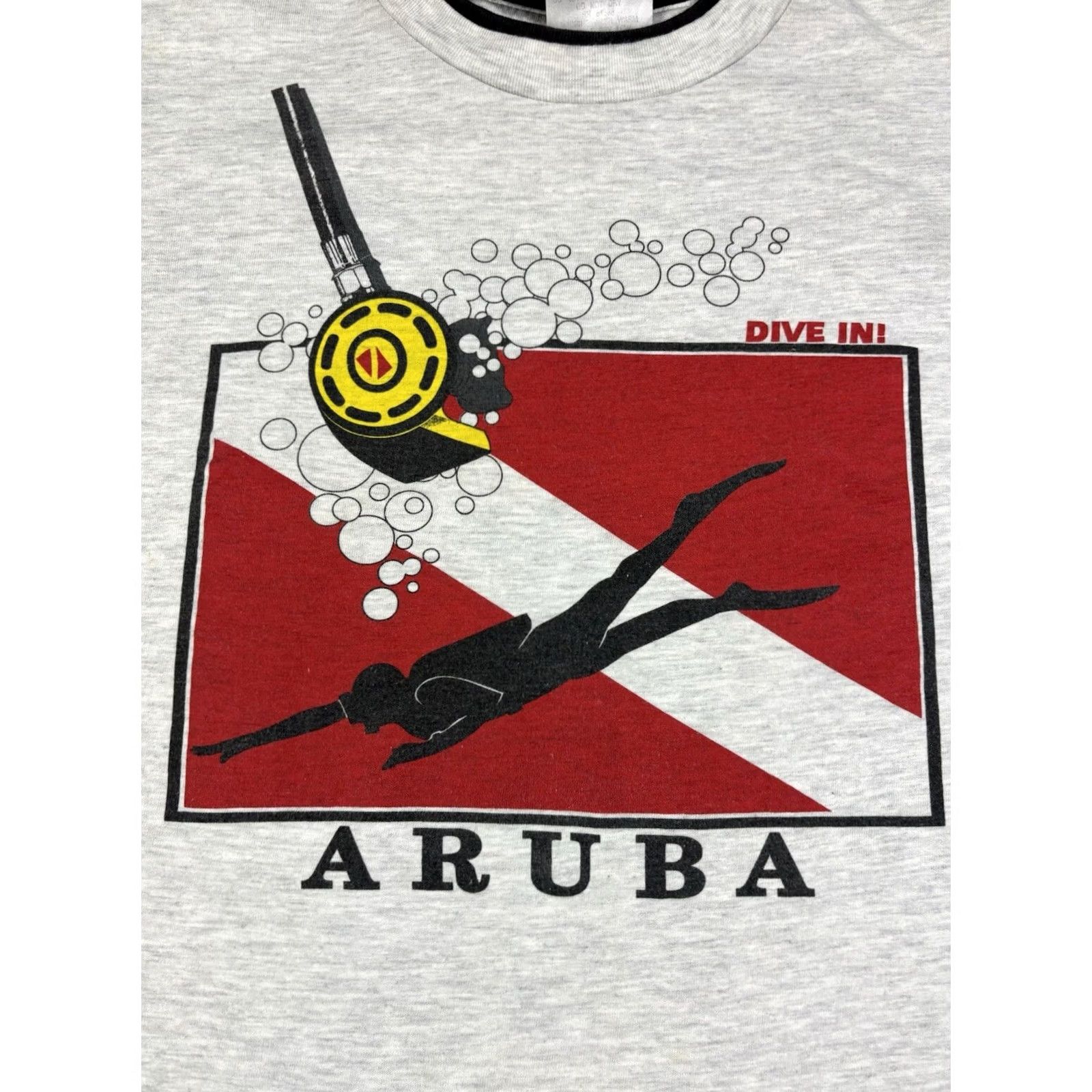 Santoni VINTAGE Aruba Scuba Diving T Shirt L Men Gray 90s 80s Fish Crew Neck Cotton Santo Short Sleeve Regular Pattern Animal Print Size US L / EU 52-54 / 3 - 2 Thumbnail