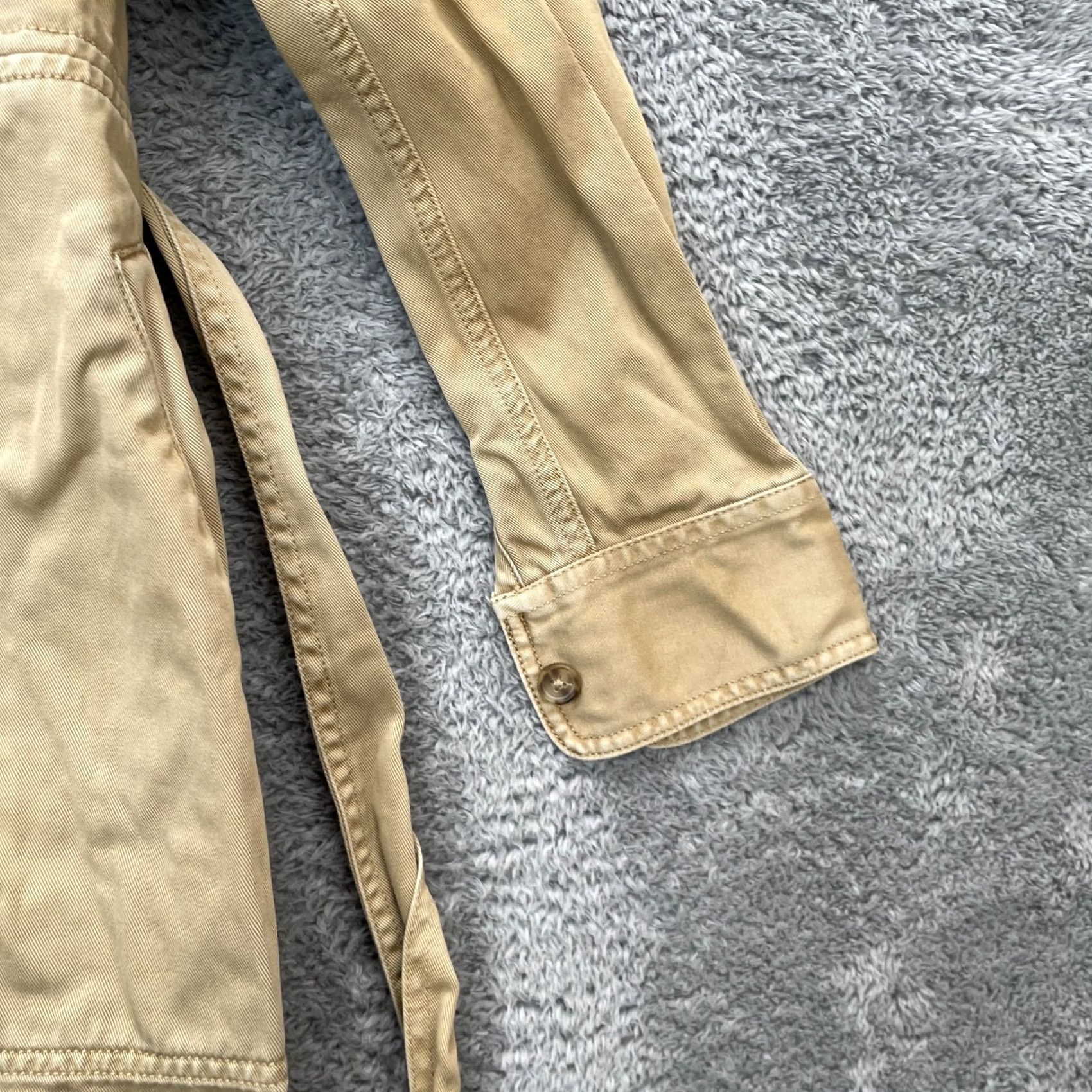J.Crew J.CREW Jacket Womens 0 Petite Beige Overcoat Cotton Belted Waist Button Front Size XS / US 0-2 / IT 36-38 - 6 Thumbnail