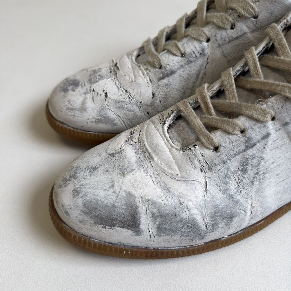 Maison Margiela White/Silver Painted OG GAT Sneakers Size US 13 / EU 46 - 10 Thumbnail