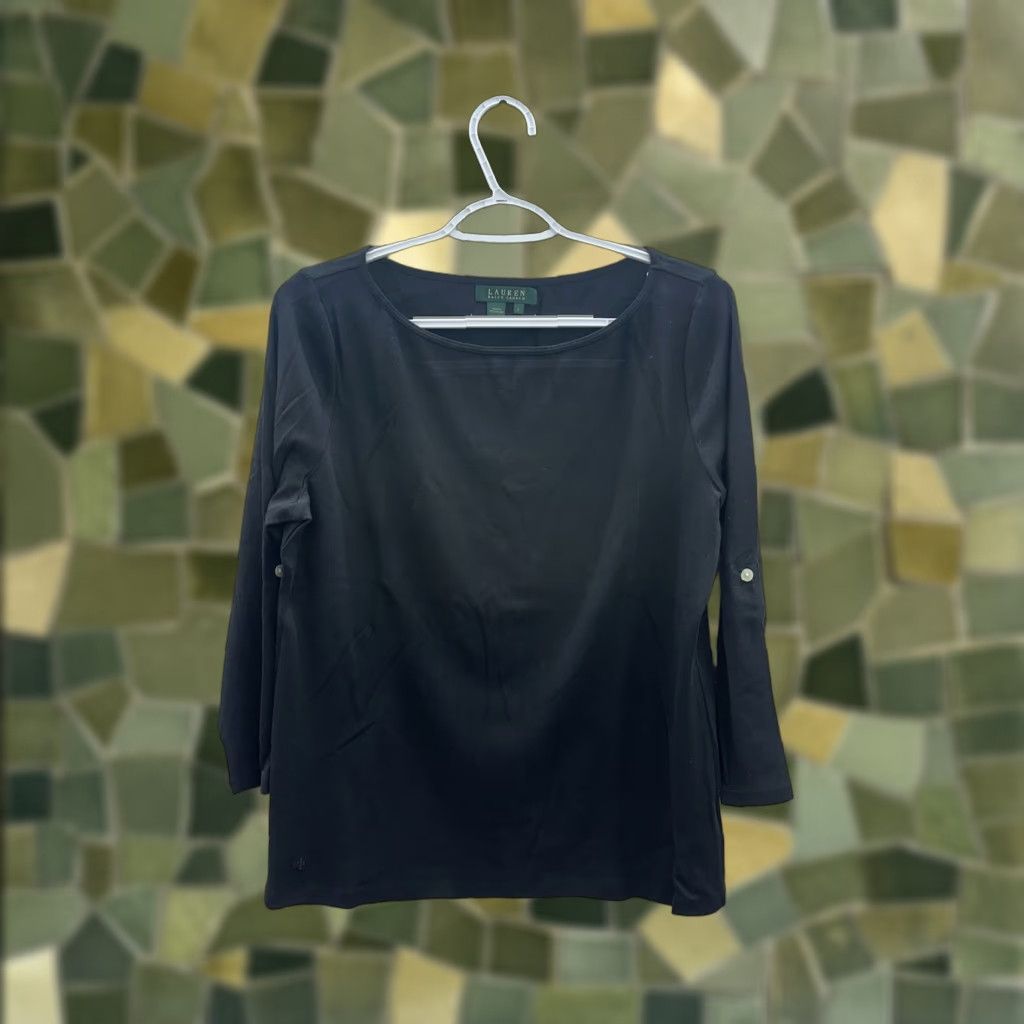 Ralph Lauren Lauren Ralph Lauren Womens Shirt Large Black 3/4 Sleeve Minimalist Size M / US 6-8 / IT 42-44 - 1 Thumbnail