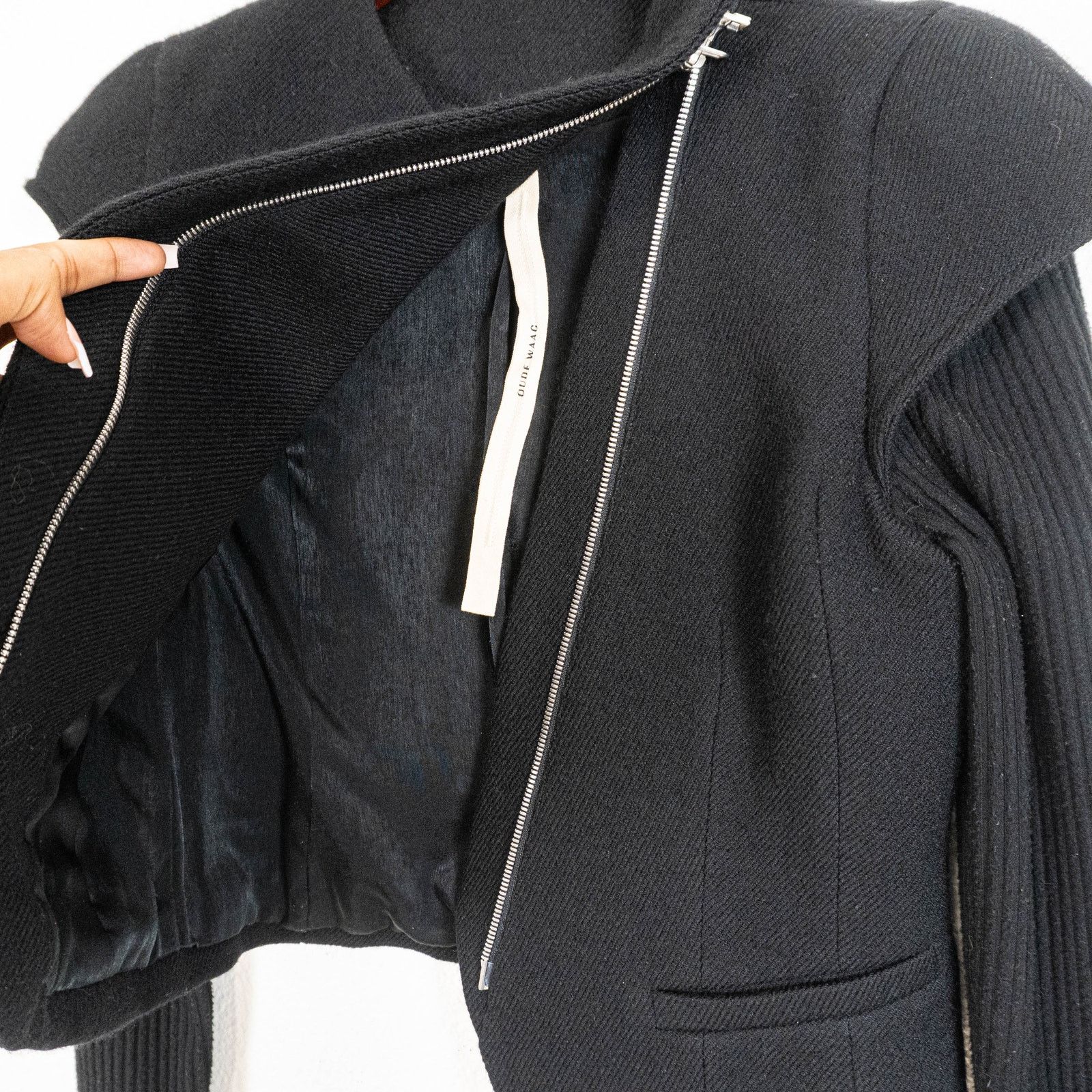 Other OUDE WAAG Moto zip Wool Jacket Knit sleeves size Medium Size M / US 6-8 / IT 42-44 - 8 Thumbnail