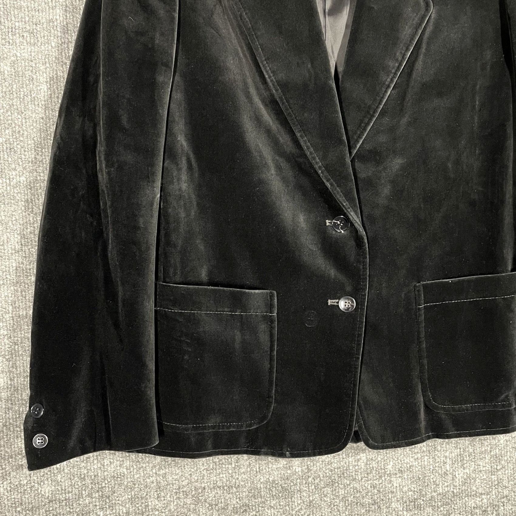 Vintage VINTAGE Blazer Jacket Women 12 Black Cotton Velour Velvet Blazer Size XL / US 12-14 / IT 48-50 - 3 Thumbnail