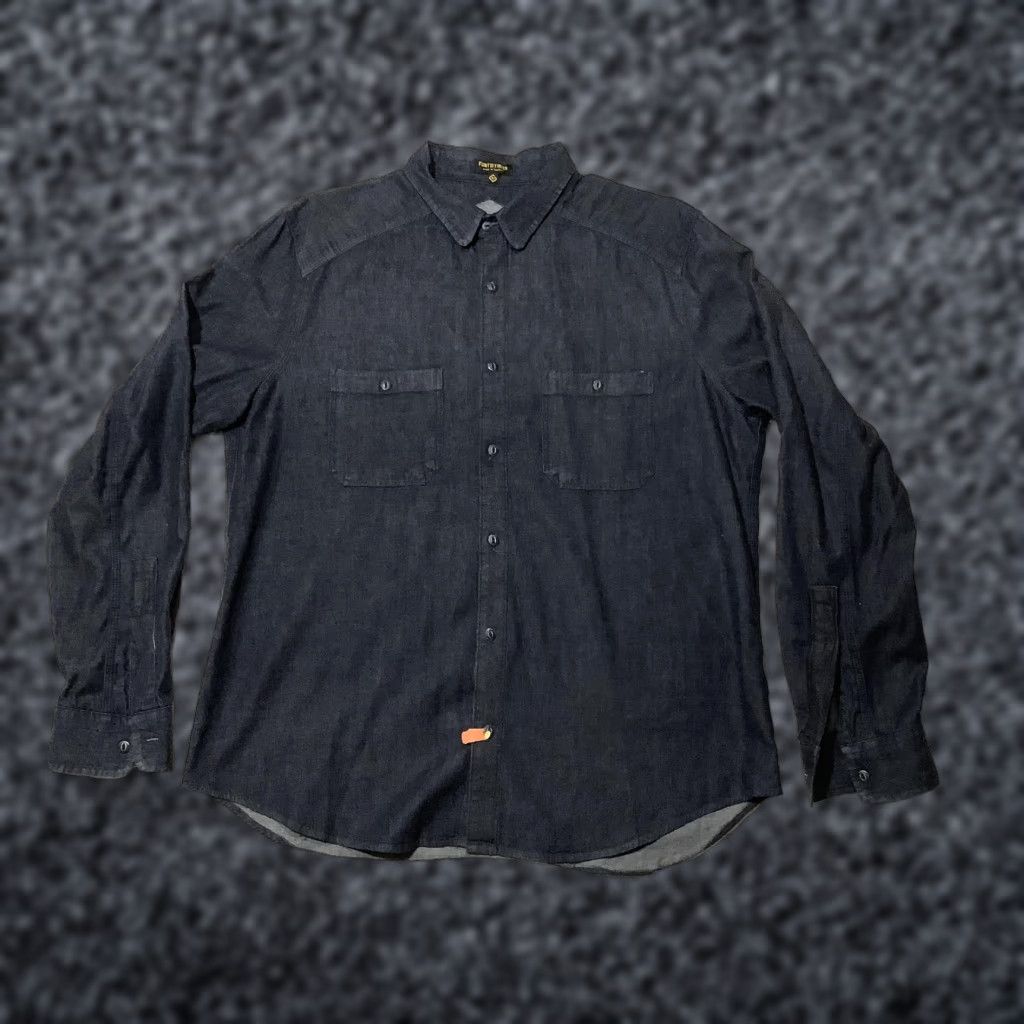 Flint And Tinder Flint and Tinder Shirt Mens 2XL Blue Denim Western Long Sleeve Workwear USA Size US XXL / EU 58 / 5 - 1 Thumbnail