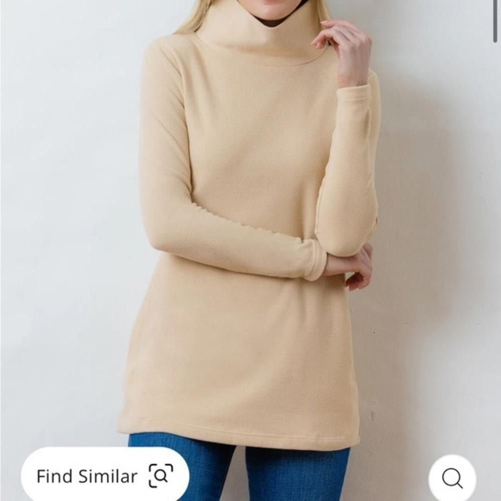 Designer Cobble Hill Turtleneck in Terry Fleece (Natural Blush) Size S / US 4 / IT 40 - 1 Thumbnail