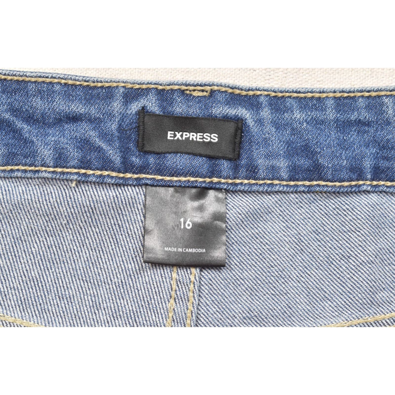 Express Express Jeans Women Size 16 Blue Studded Straight Leg Medium Wash Cotton Blend Jeans Size 38" / US 16 / IT 52 - 6 Thumbnail