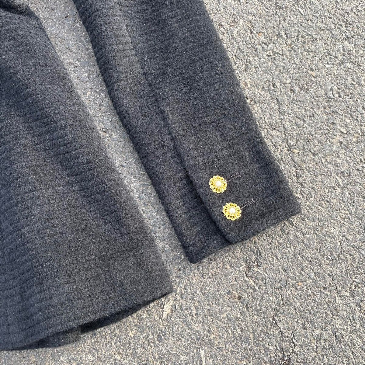 Japanese Brand Honey Bunch Black Wool Coat with Faux Fur Collar Y2K Size S / US 4 / IT 40 - 11 Thumbnail
