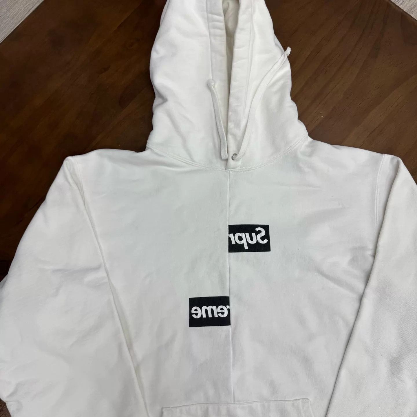 Comme des Garcons Supreme x CDG Misaligned Black & White Hoodie L Size L / US 10 / IT 46 - 3 Thumbnail