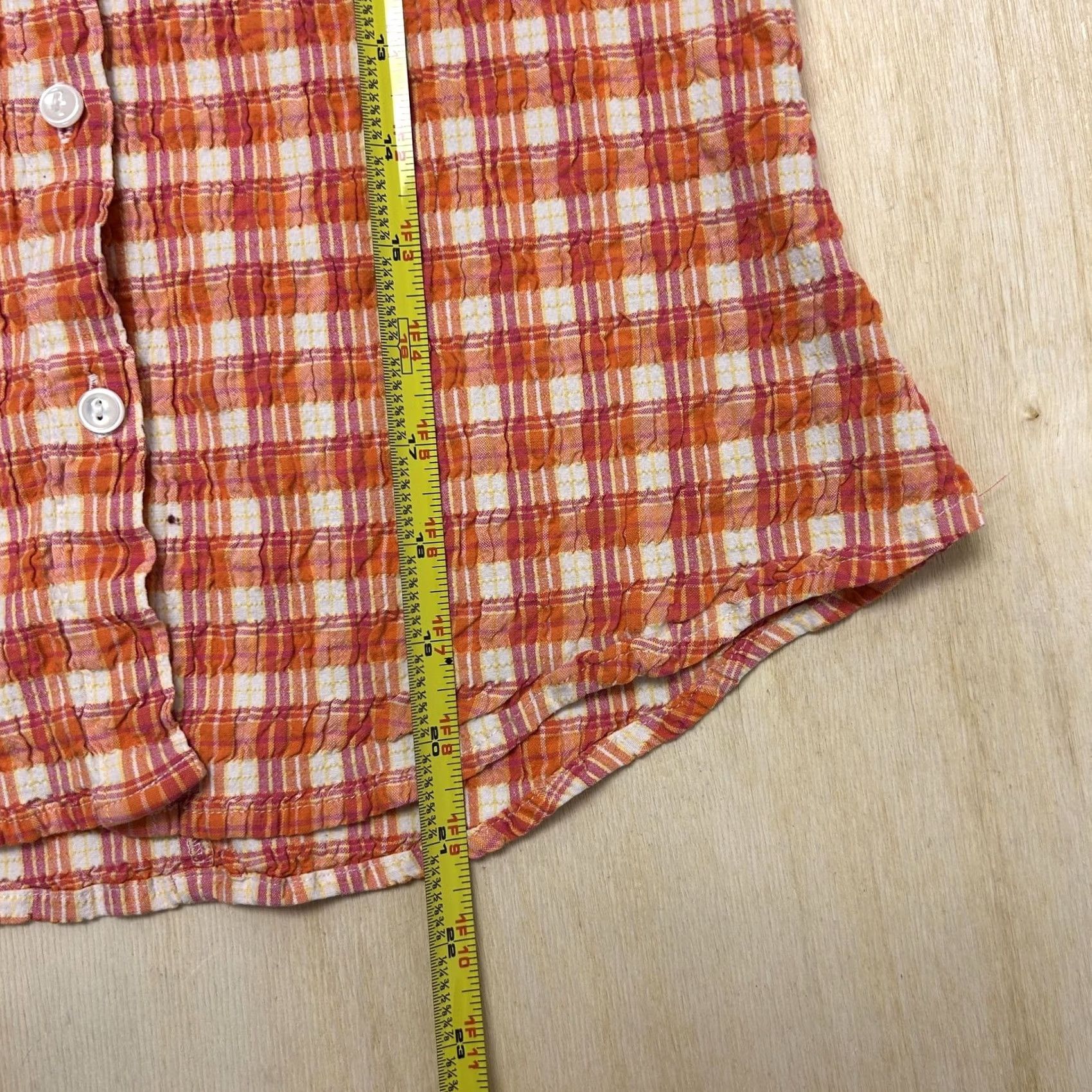 Faded Glory Faded Glory Button Up Shirt Womens Small Orange Plaid Sleeveless Stretch Top Shirt Size S / US 4 / IT 40 - 4 Thumbnail