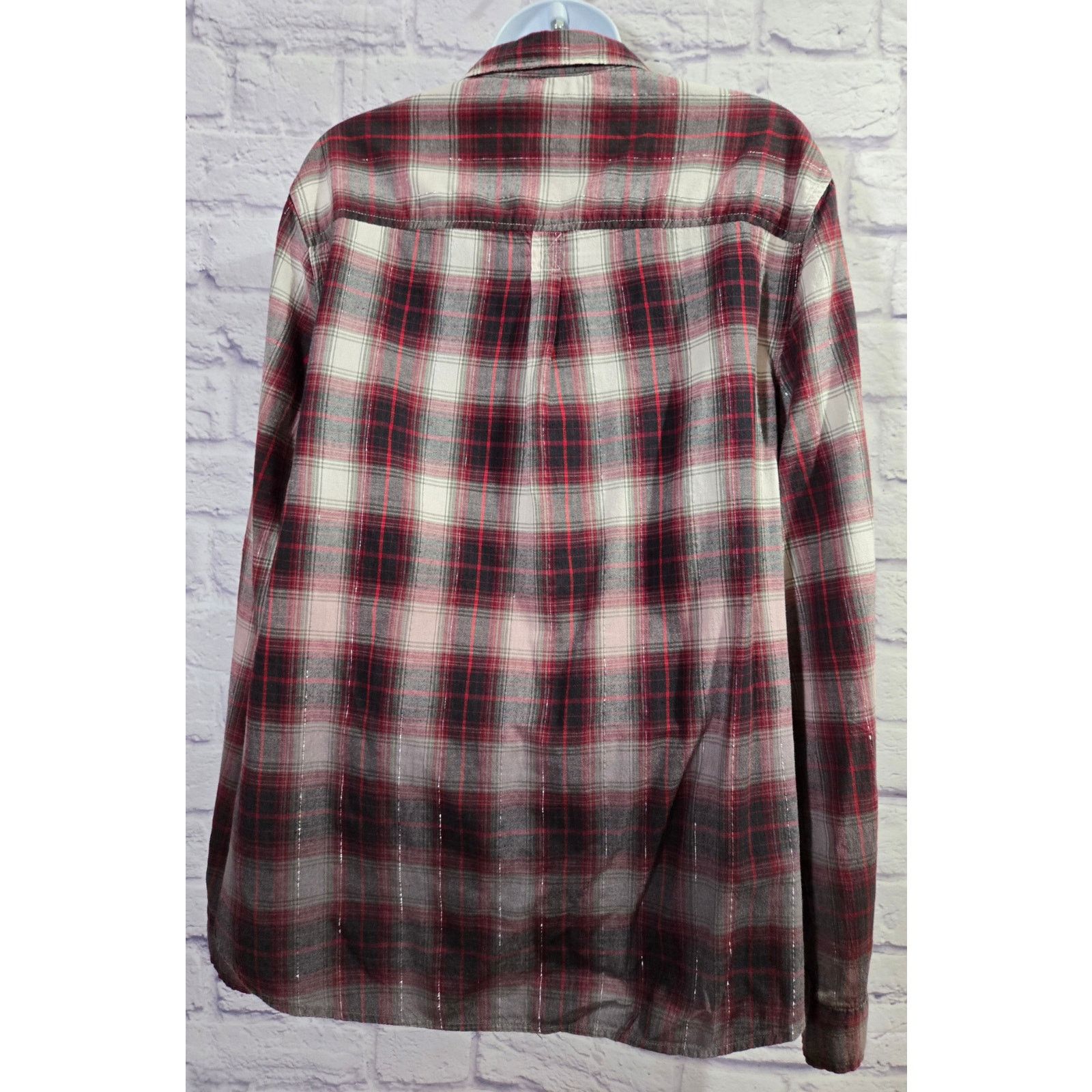 Other Cato Woman Red Burgundy Plaid Henley Top 18W/20W Plus Size XXL / US 16-18 / IT 52-54 - 4 Thumbnail