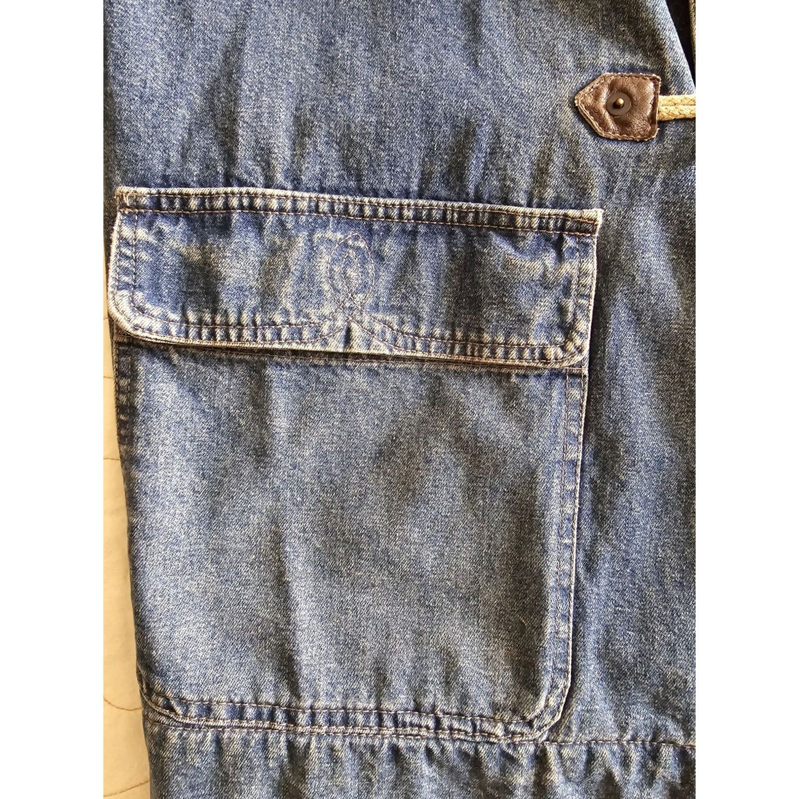 Vintage VINTAGE Denim Chore Coat Womens Large M/L Blue 1990s Made in Italy Cotton WoodToggle Look Androgyny Coat Size M / US 6-8 / IT 42-44 - 3 Thumbnail
